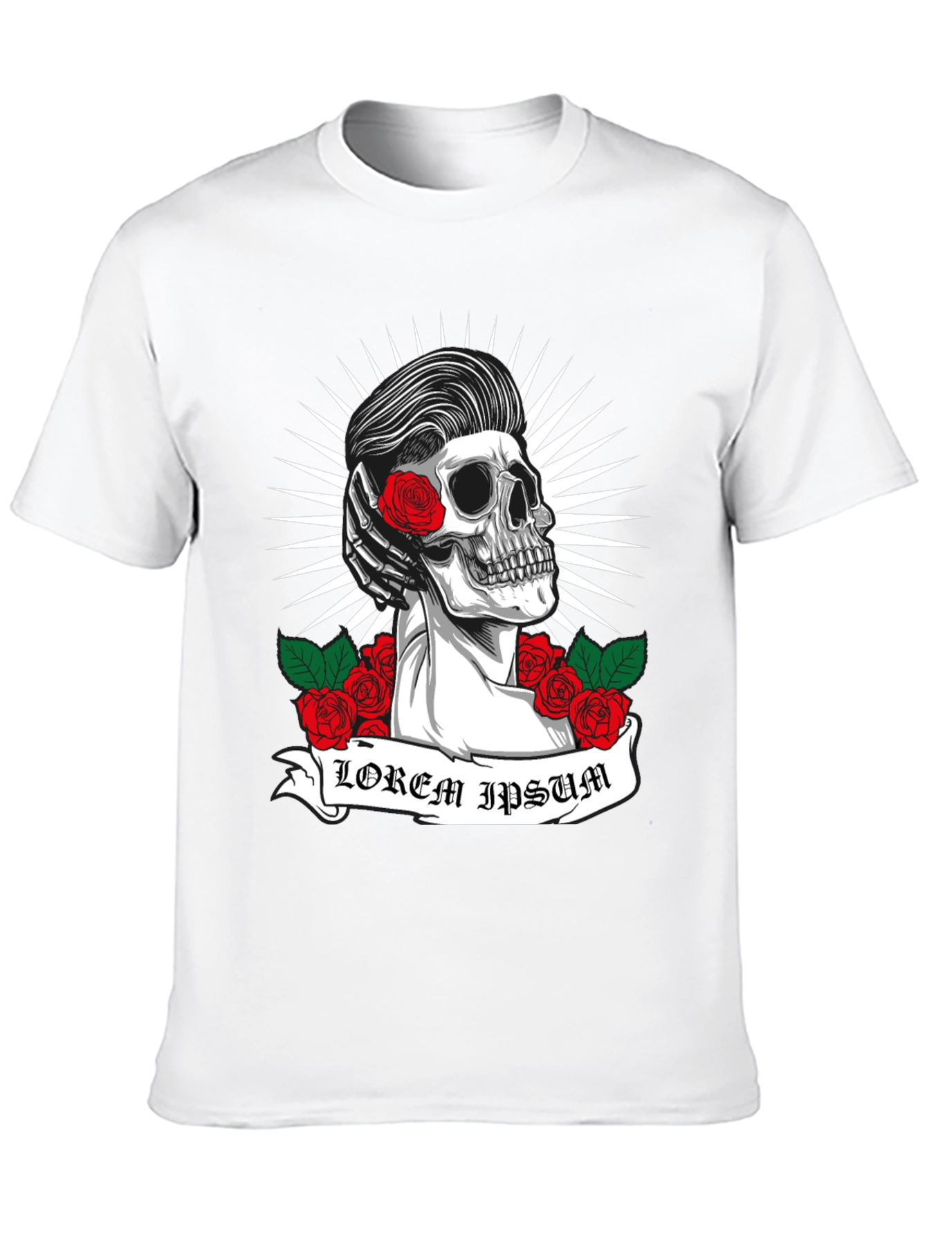 Skull & Roses Graphic Tee - Rockabilly Style