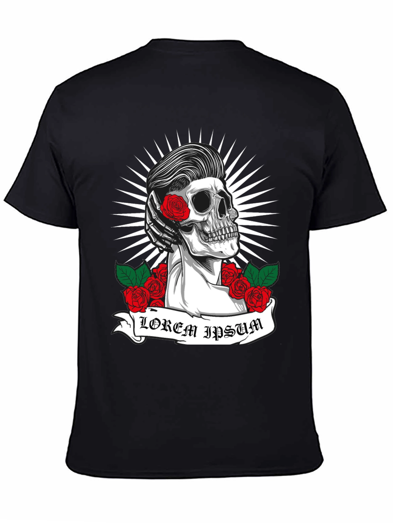 Skull & Roses Graphic Tee - Rockabilly Style