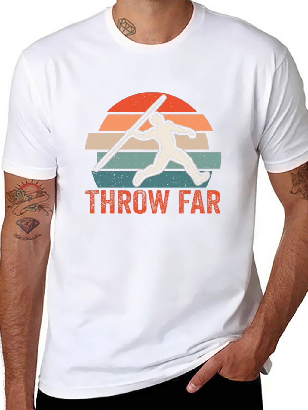 Retro Javelin Thrower T-Shirt - Throw Far Design