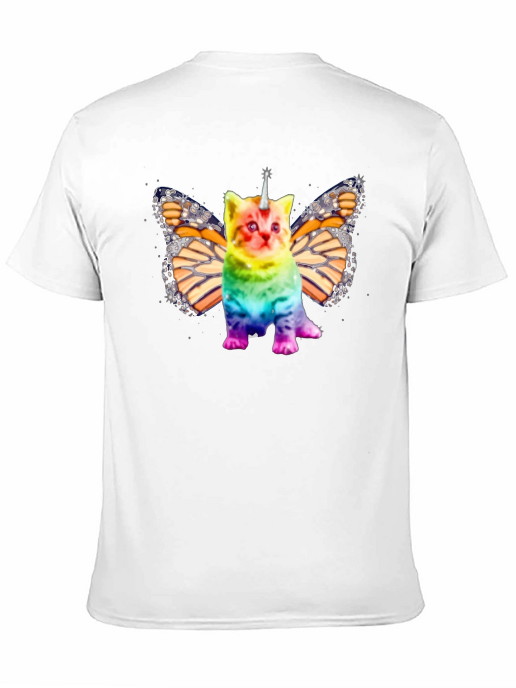 Unicorn Cat Butterfly Wings Black T-shirt
