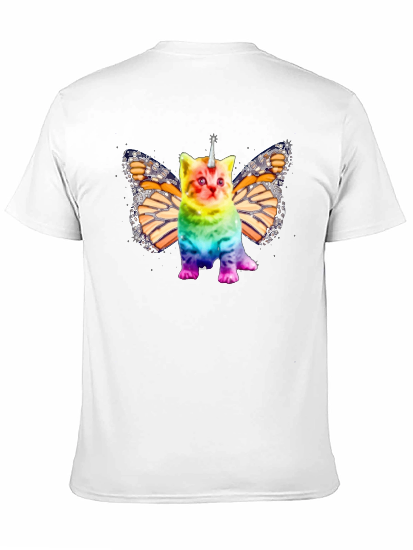 Unicorn Cat Butterfly Wings Black T-shirt