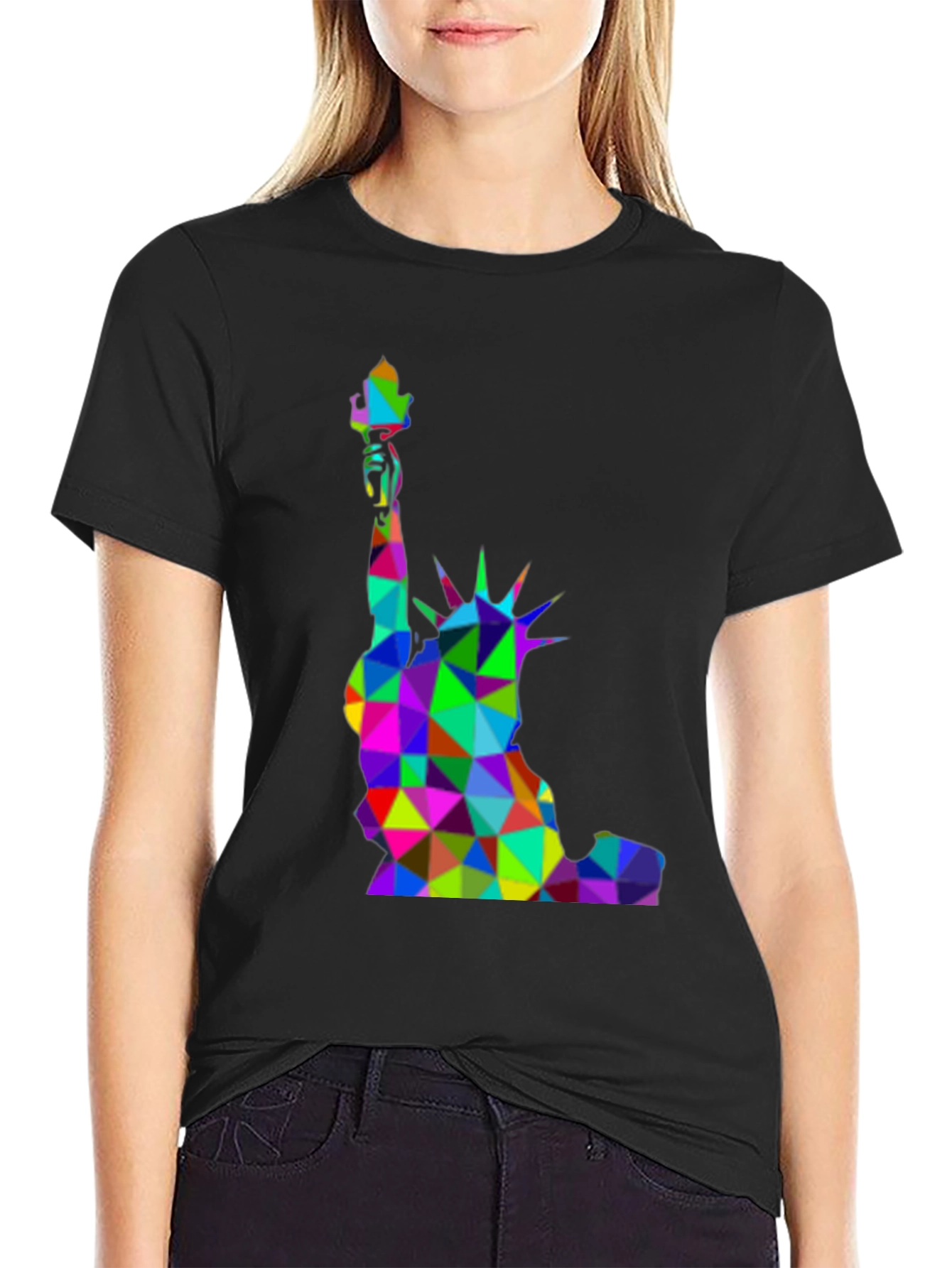 Geometric Statue of Liberty T-Shirt - Colorful Graphic Tee