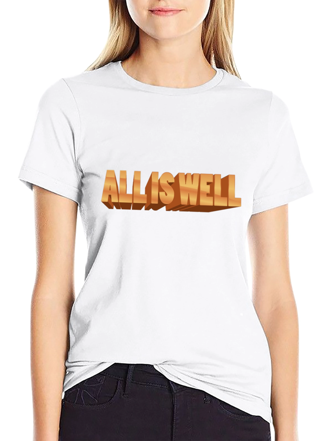 All Is Well 3D Graphic Tee - Black Casual T-Shirt