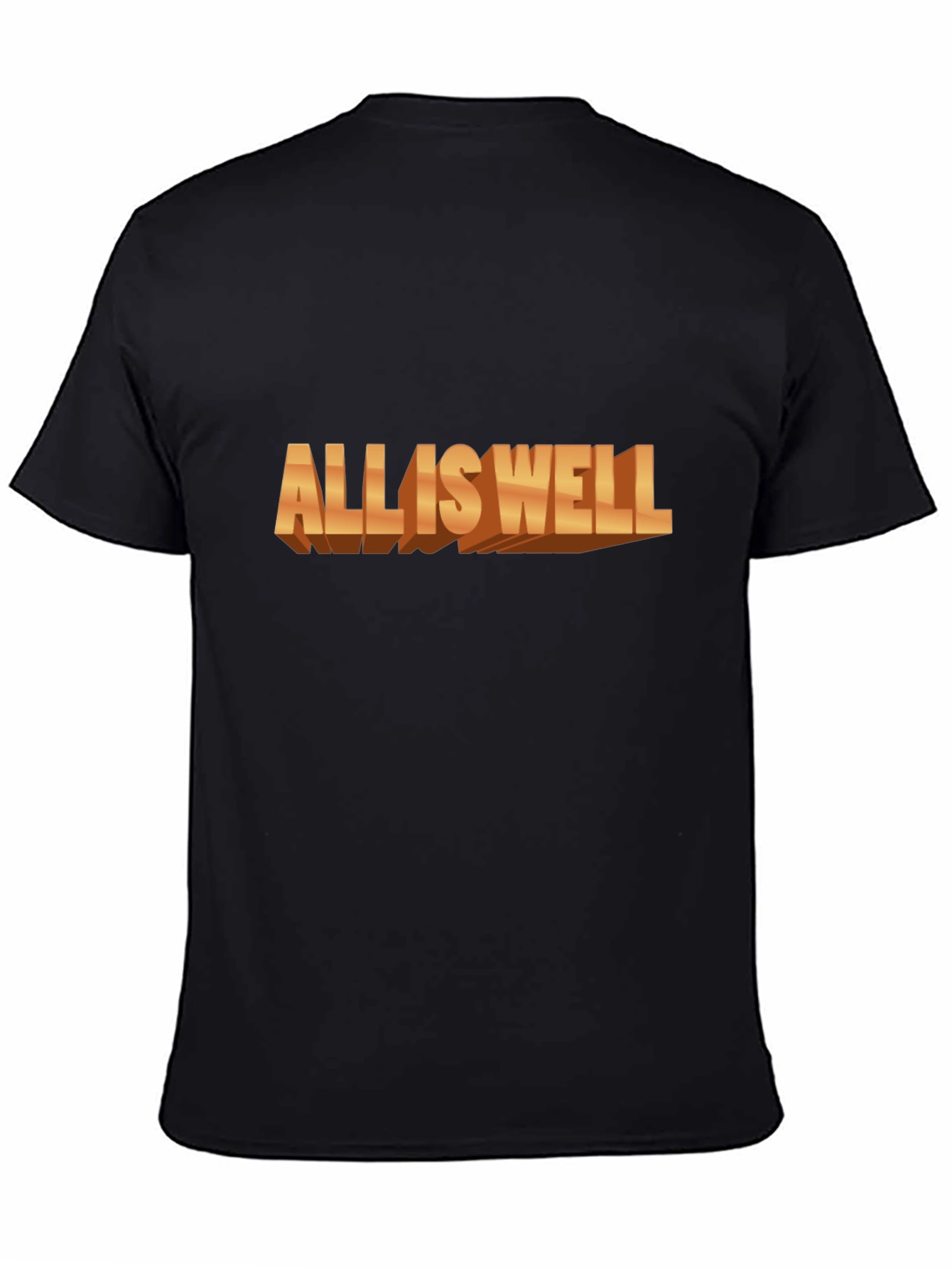 All Is Well 3D Graphic Tee - Black Casual T-Shirt