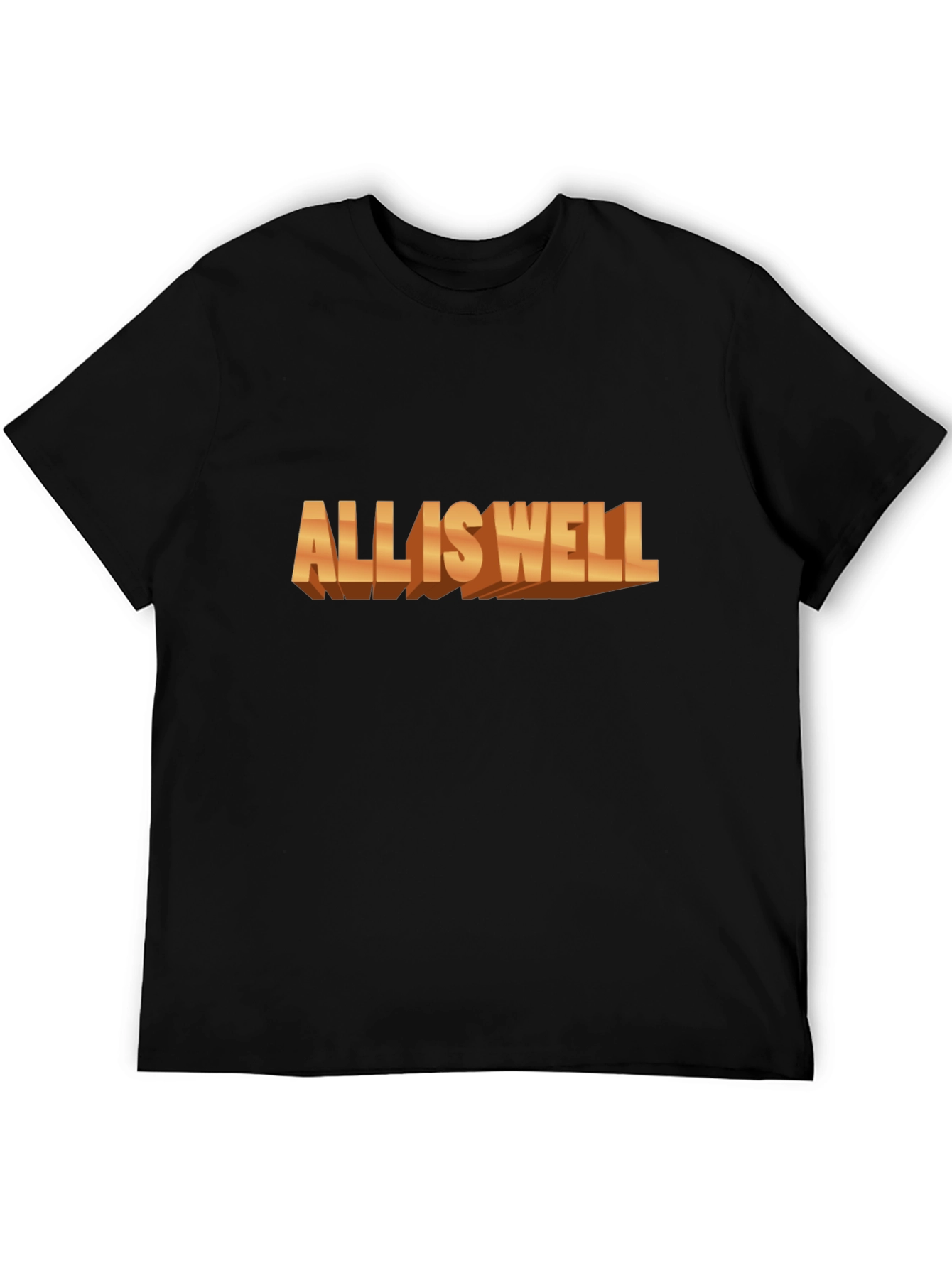 All Is Well 3D Graphic Tee - Black Casual T-Shirt