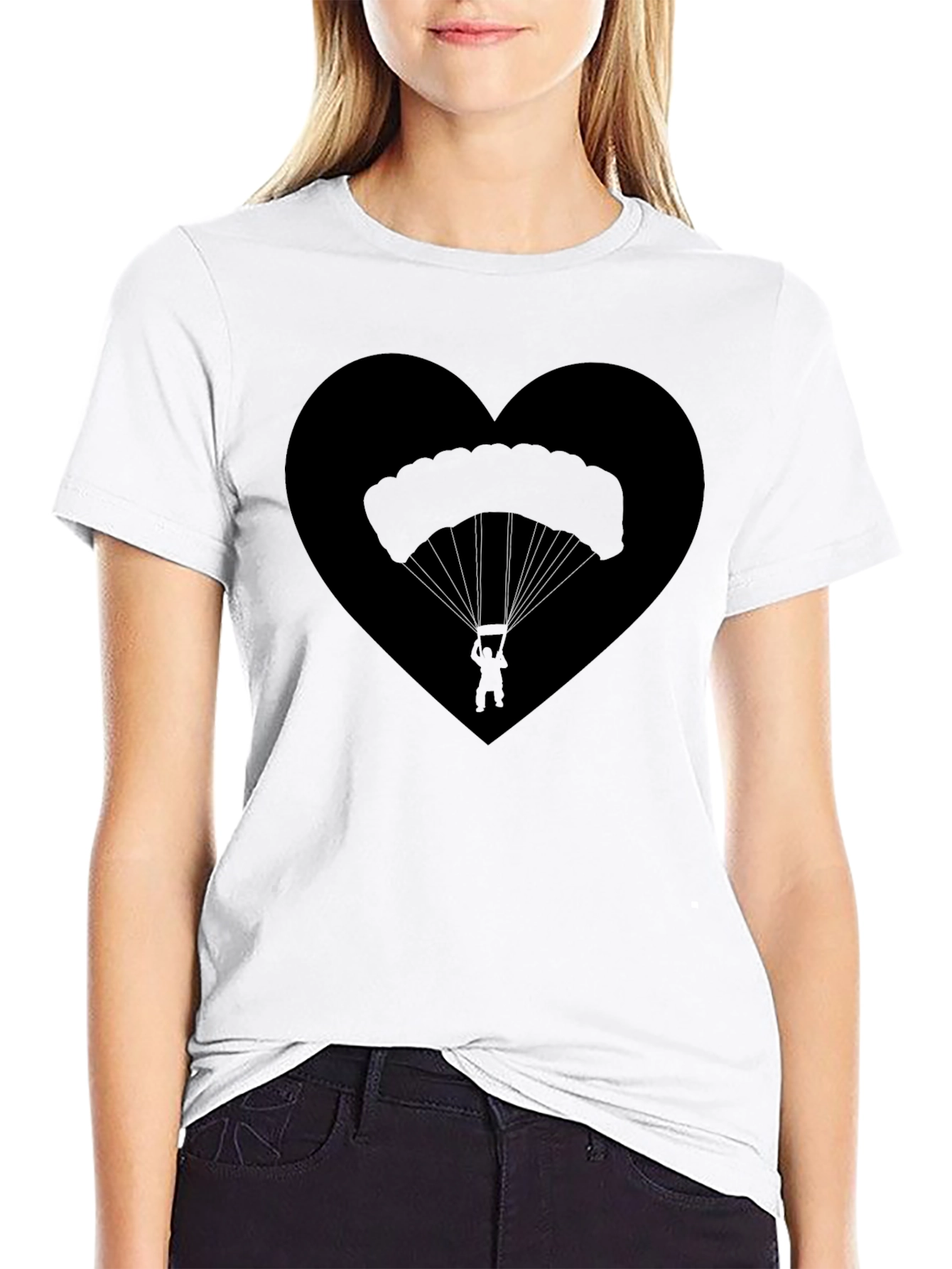 Black Parachute Heart T-Shirt