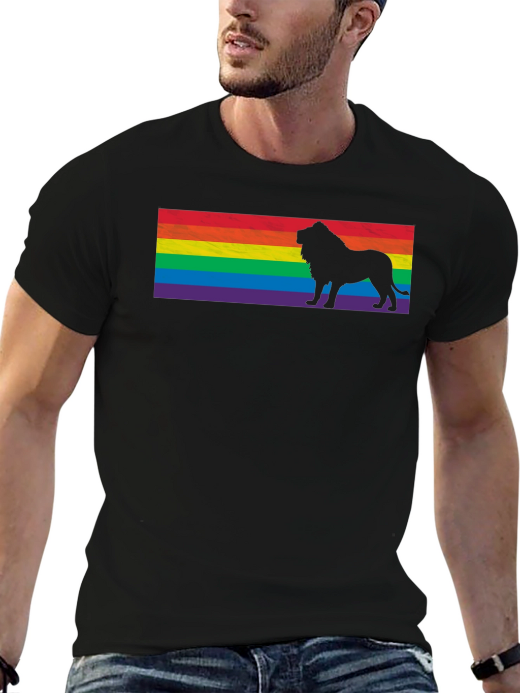 Pride Lion T-Shirt - Rainbow Flag Graphic Tee