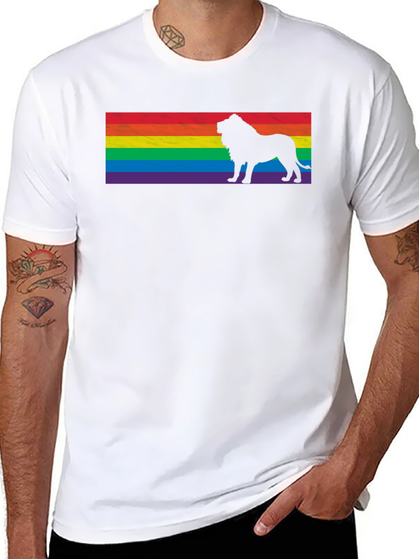 Pride Lion T-Shirt - Rainbow Flag Graphic Tee