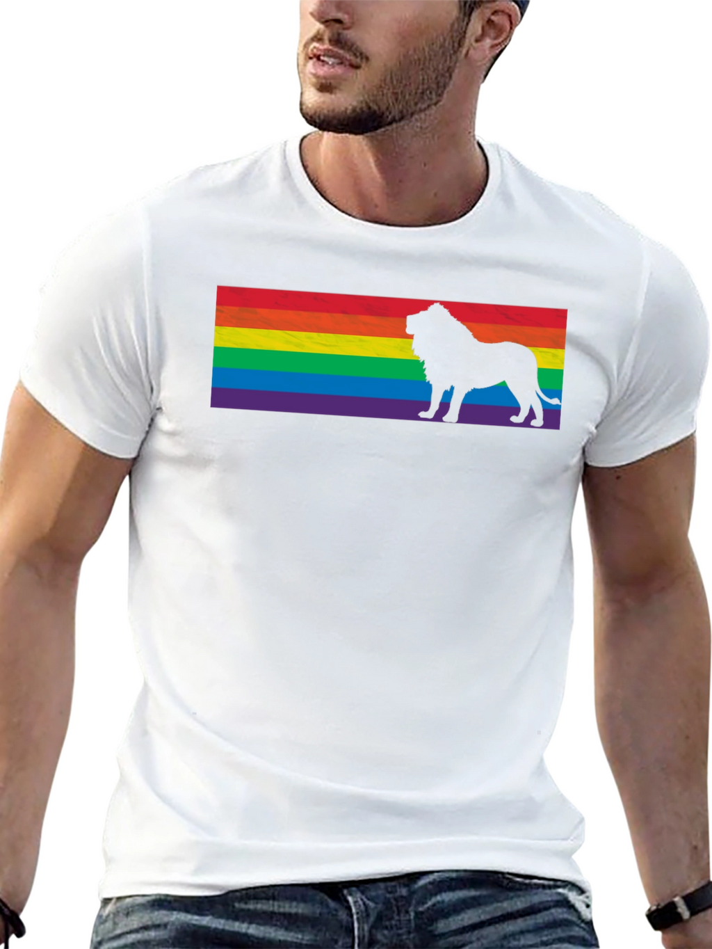 Pride Lion T-Shirt - Rainbow Flag Graphic Tee