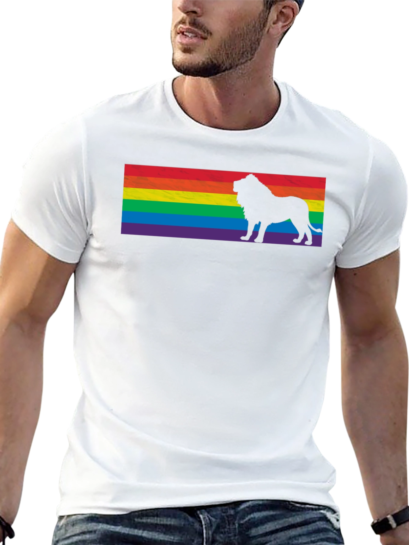 Pride Lion T-Shirt - Rainbow Flag Graphic Tee