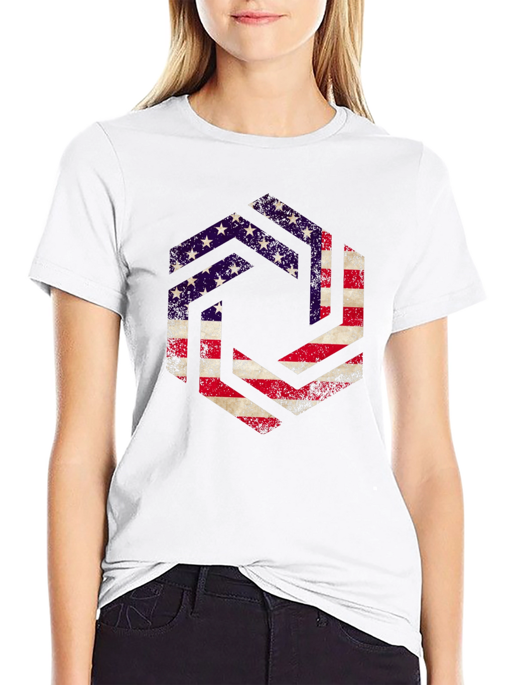 American Flag Graphic Print Mens T-Shirt
