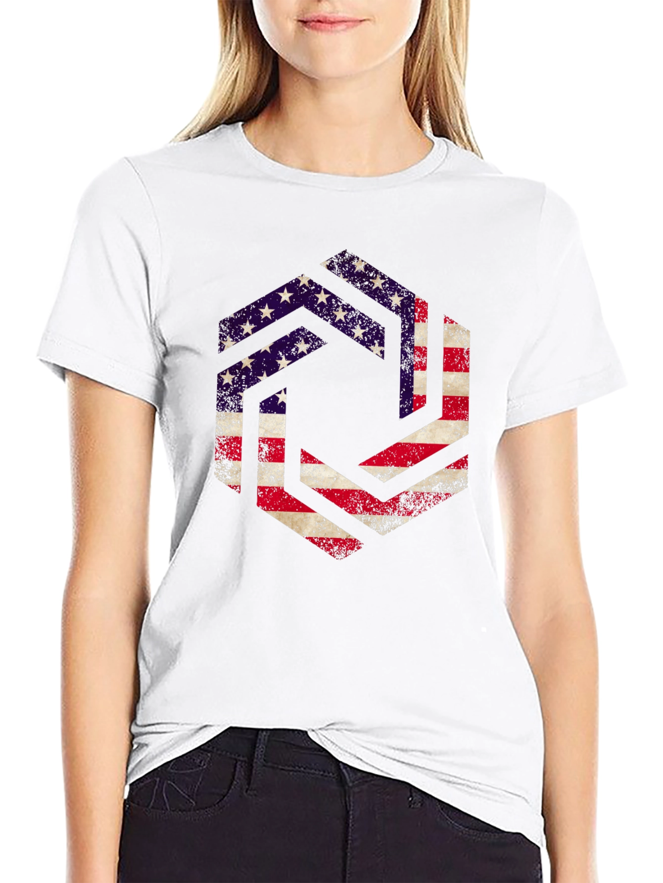 American Flag Graphic Print Mens T-Shirt
