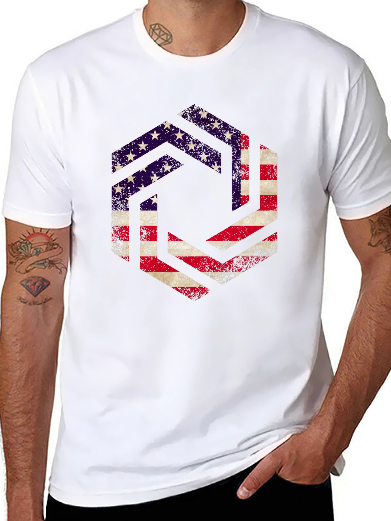 American Flag Graphic Print Mens T-Shirt