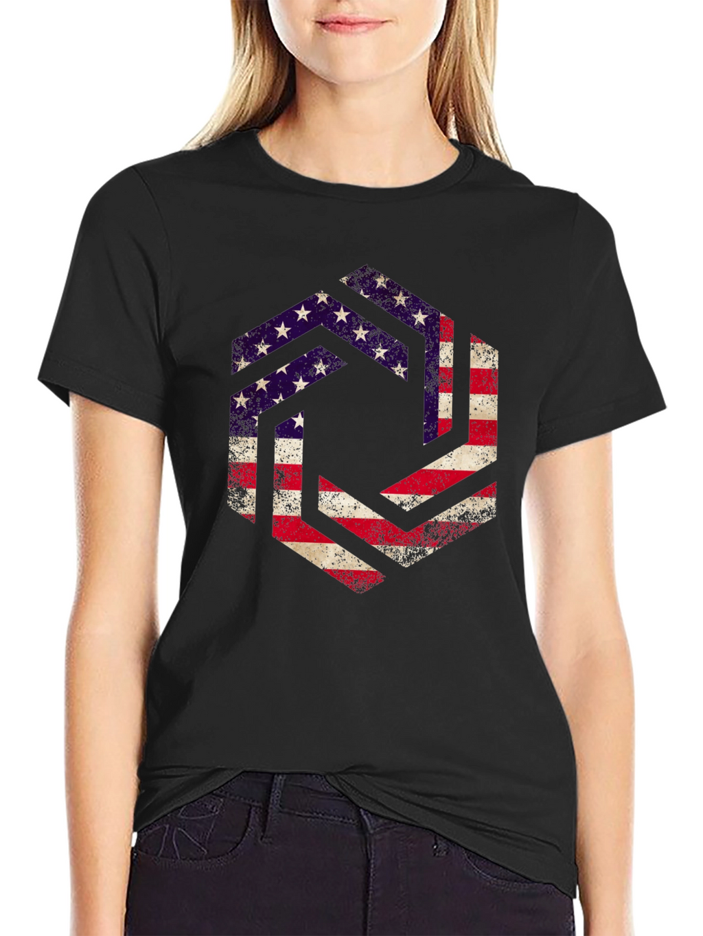 American Flag Graphic Print Mens T-Shirt