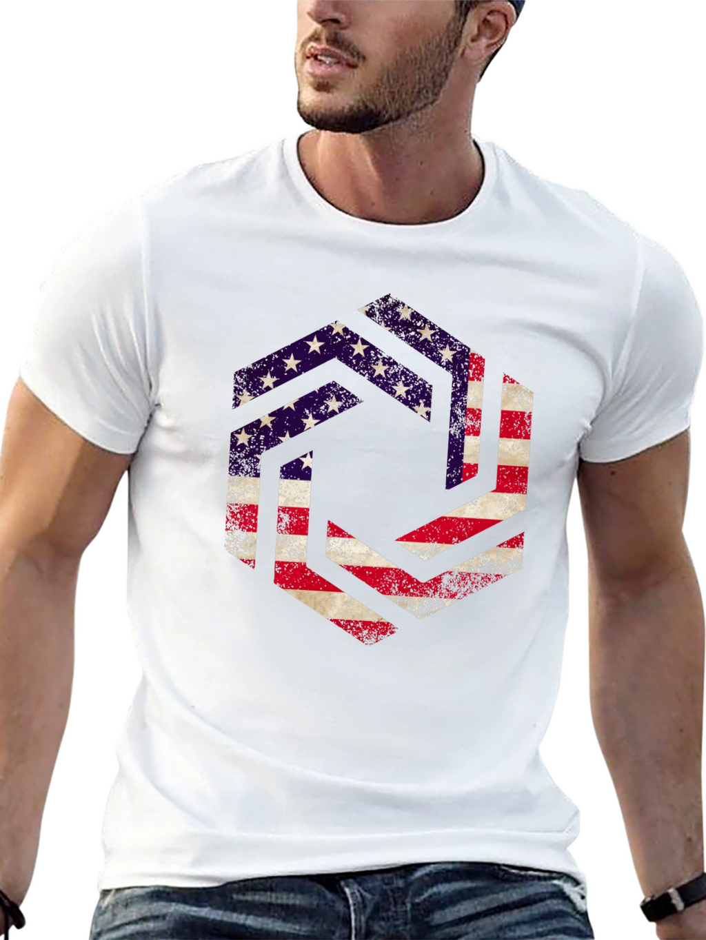 American Flag Graphic Print Mens T-Shirt
