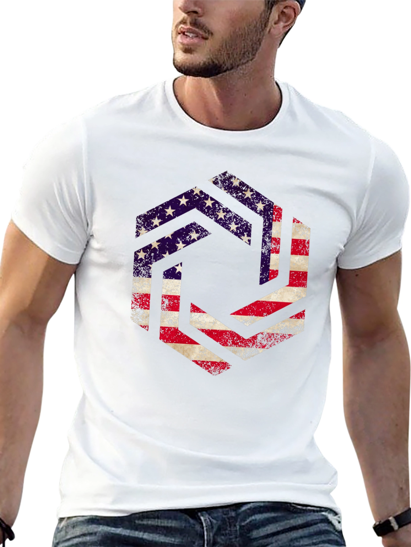 American Flag Graphic Print Mens T-Shirt
