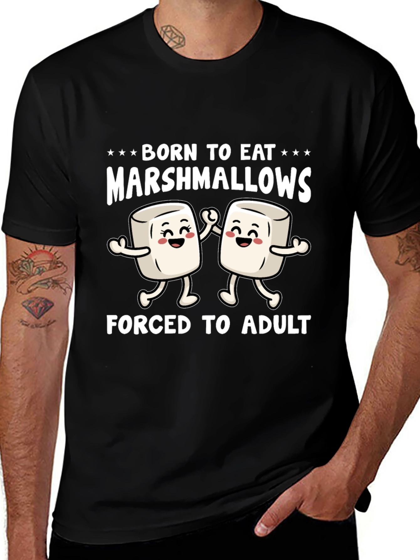 Born to Eat Marshmallows Funny Graphic T-Shirt