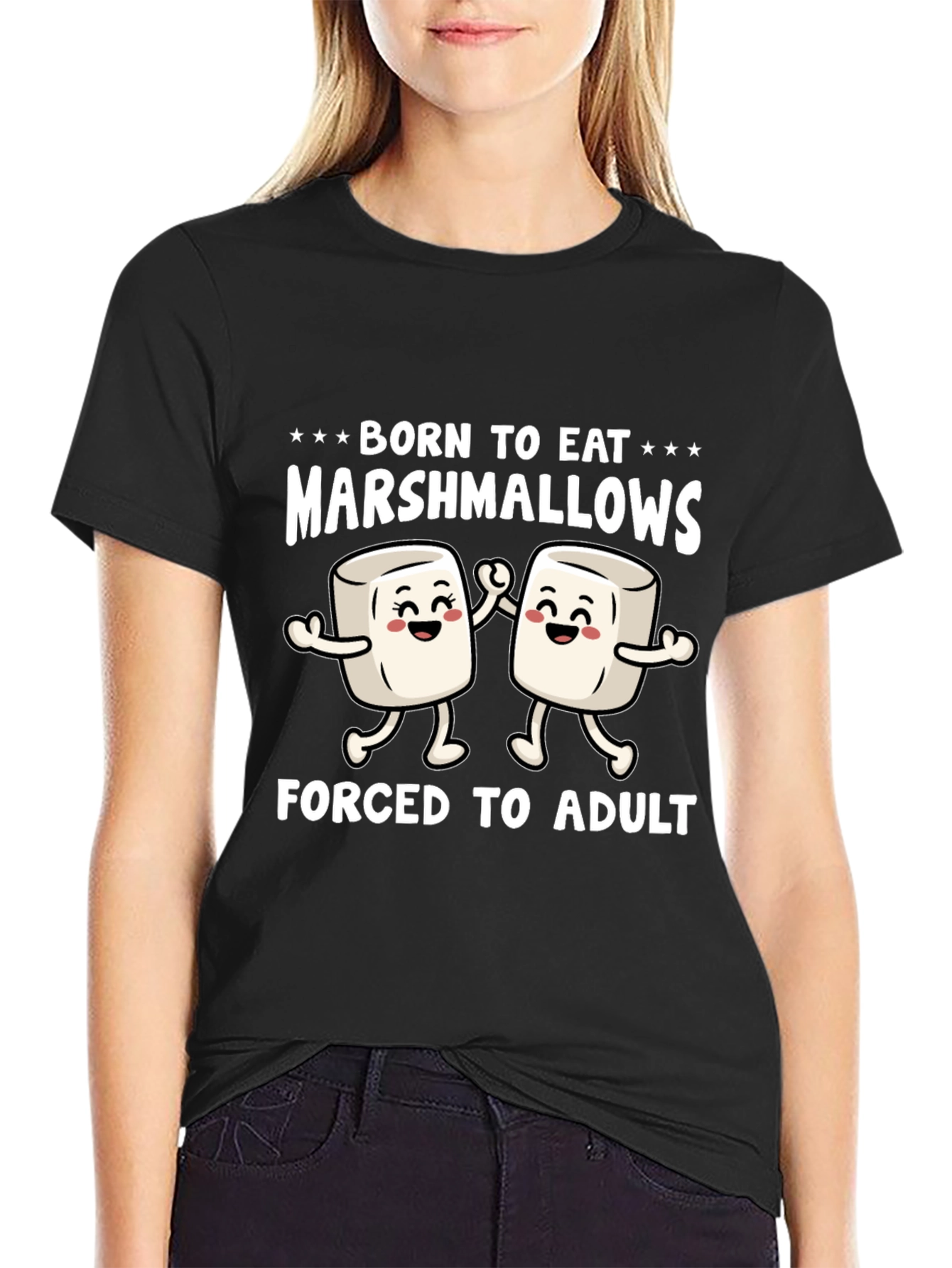 Born to Eat Marshmallows Funny Graphic T-Shirt