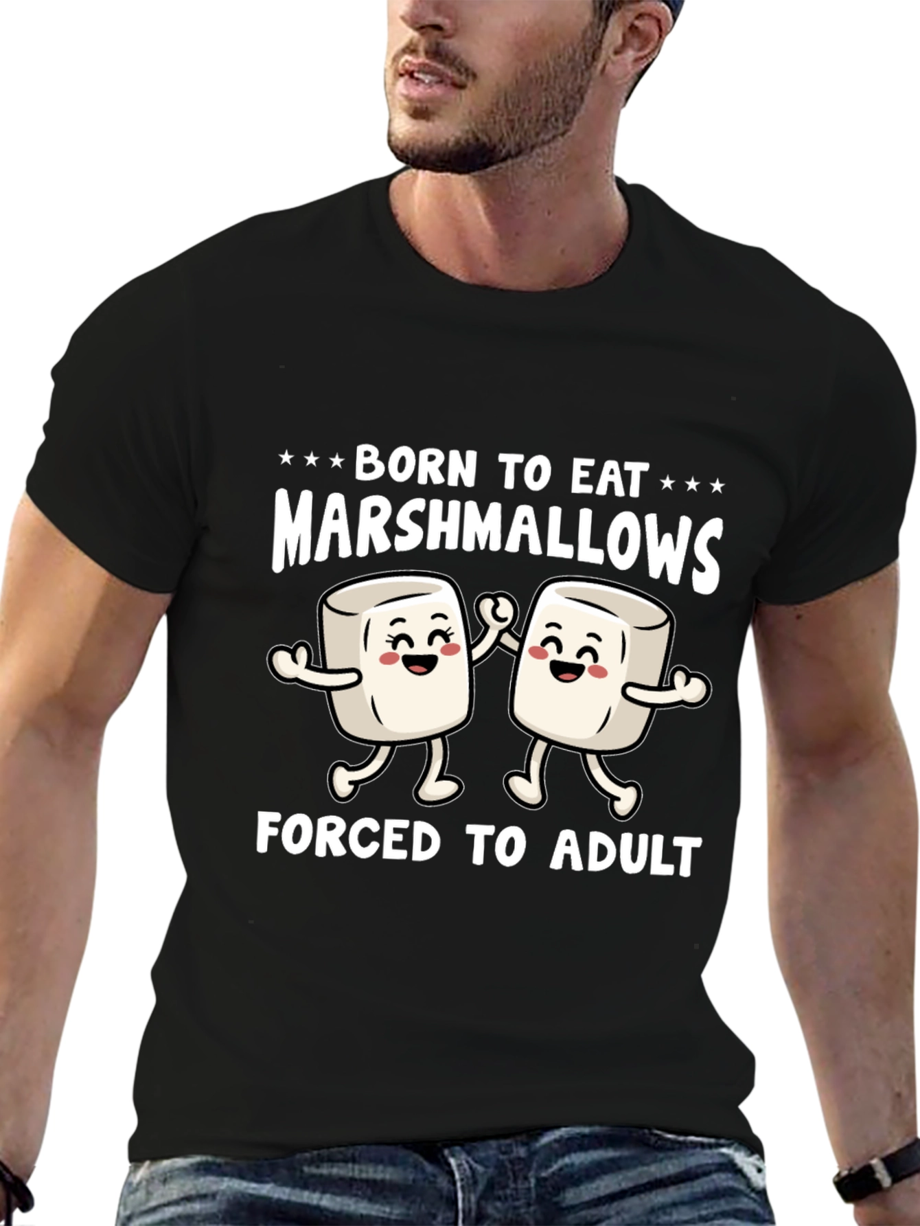 Born to Eat Marshmallows Funny Graphic T-Shirt
