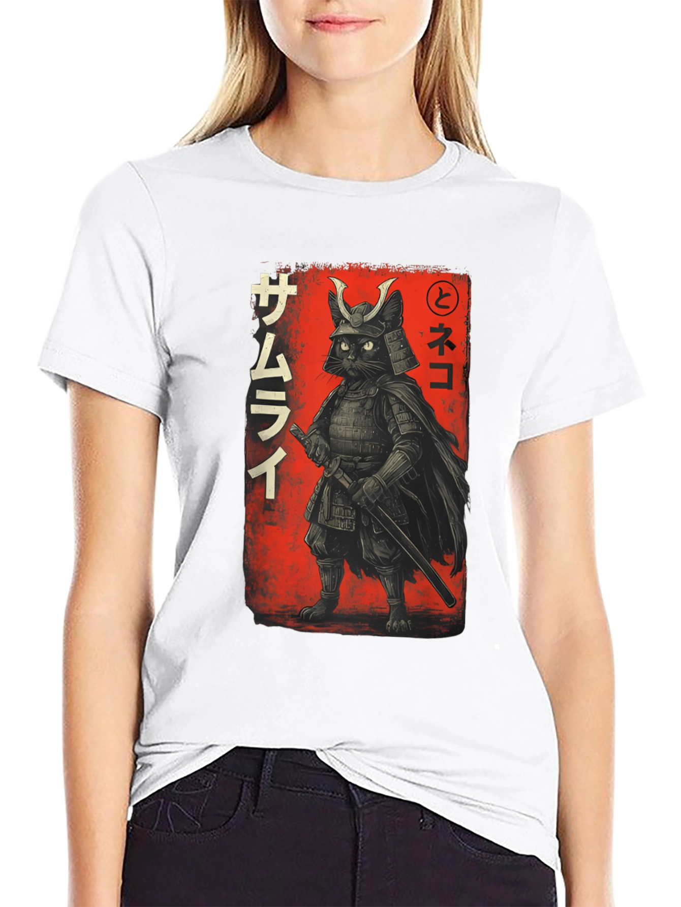 Samurai Cat T-Shirt - Warrior Feline Graphic Tee
