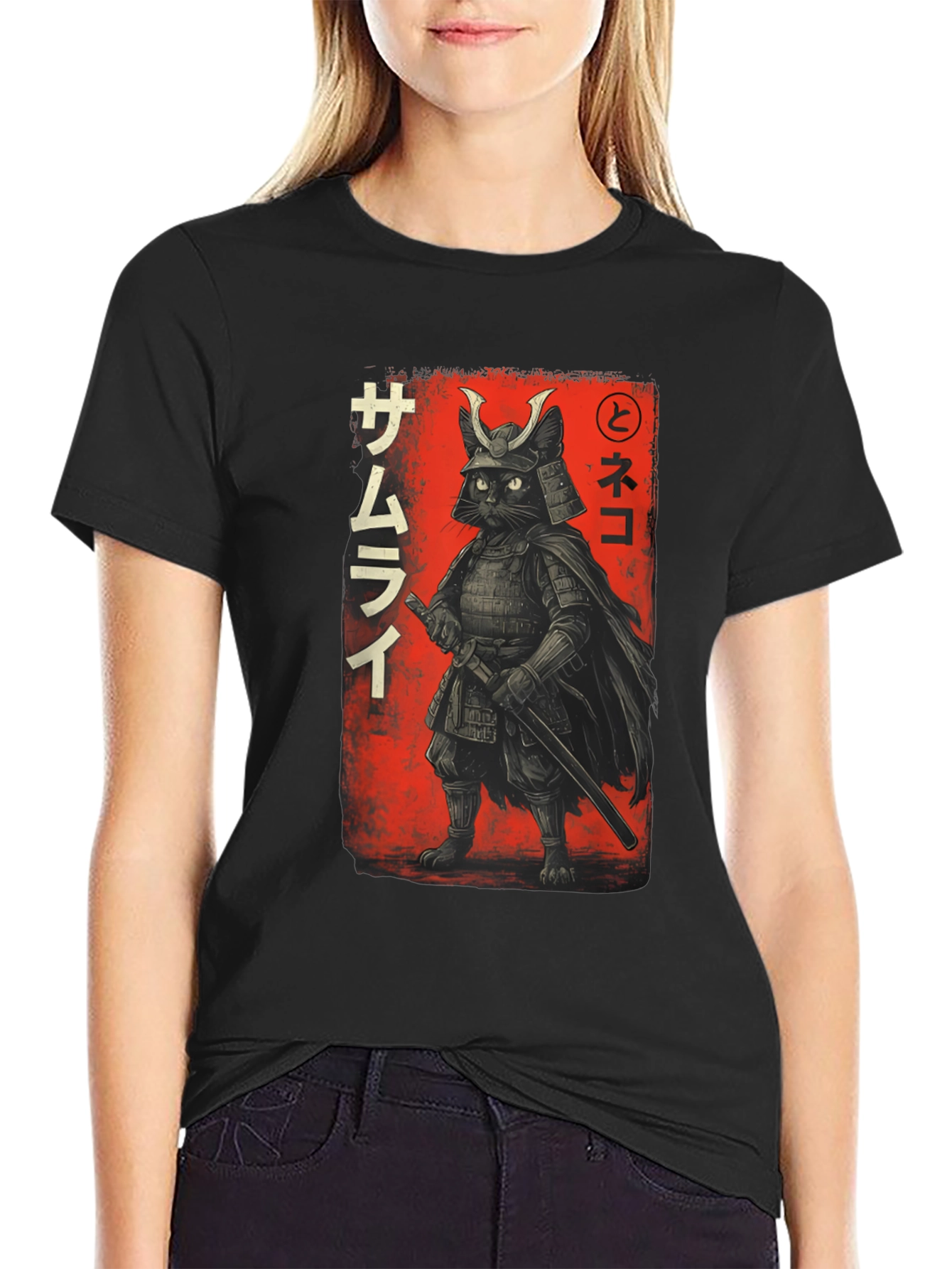 Samurai Cat T-Shirt - Warrior Feline Graphic Tee