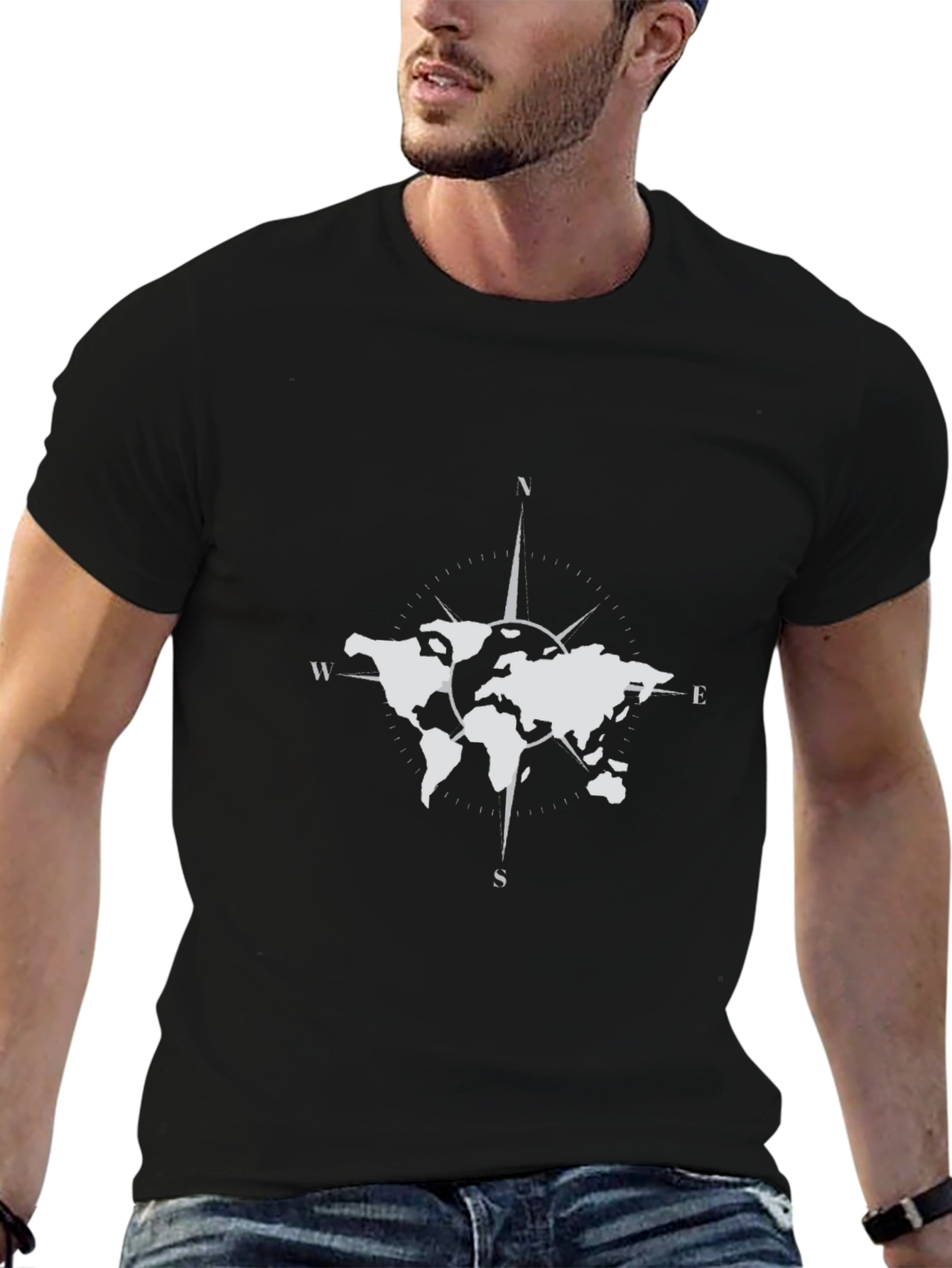 World Map Compass Graphic Tee