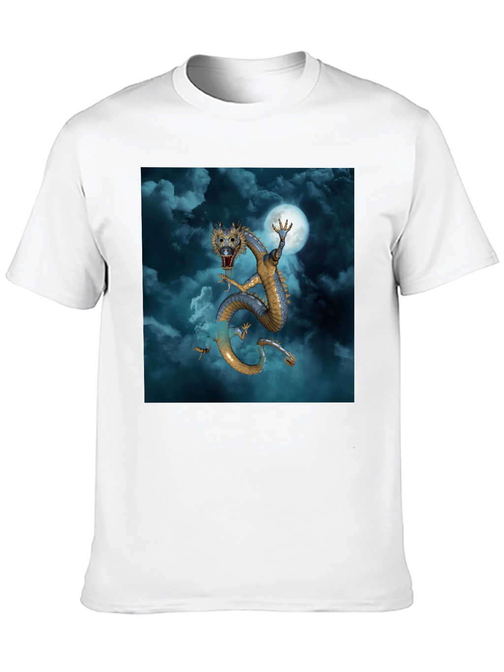 Dragon & Moon Graphic Tee - Premium Black Cotton