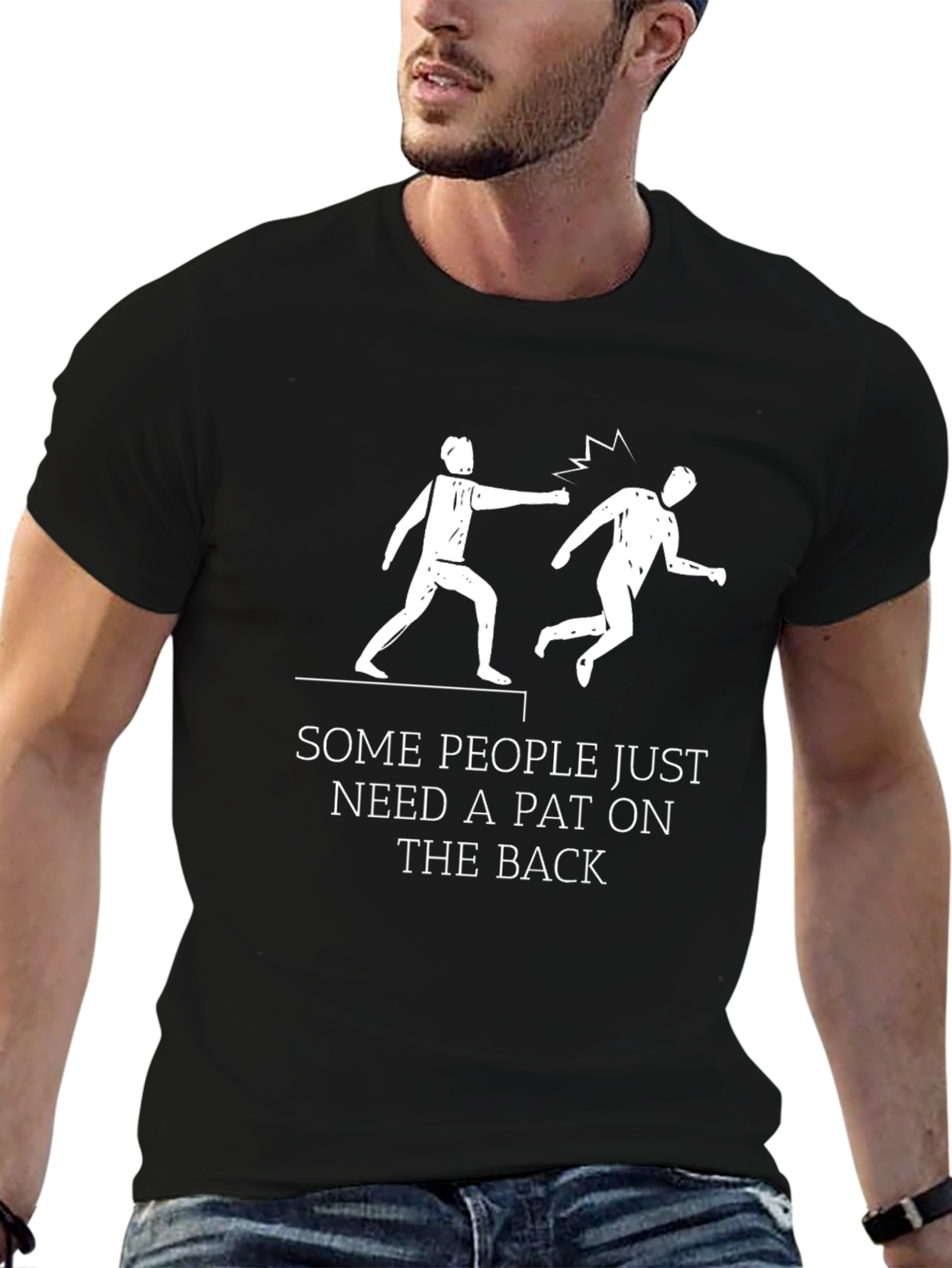 Humorous Pat on the Back Graphic Tee
