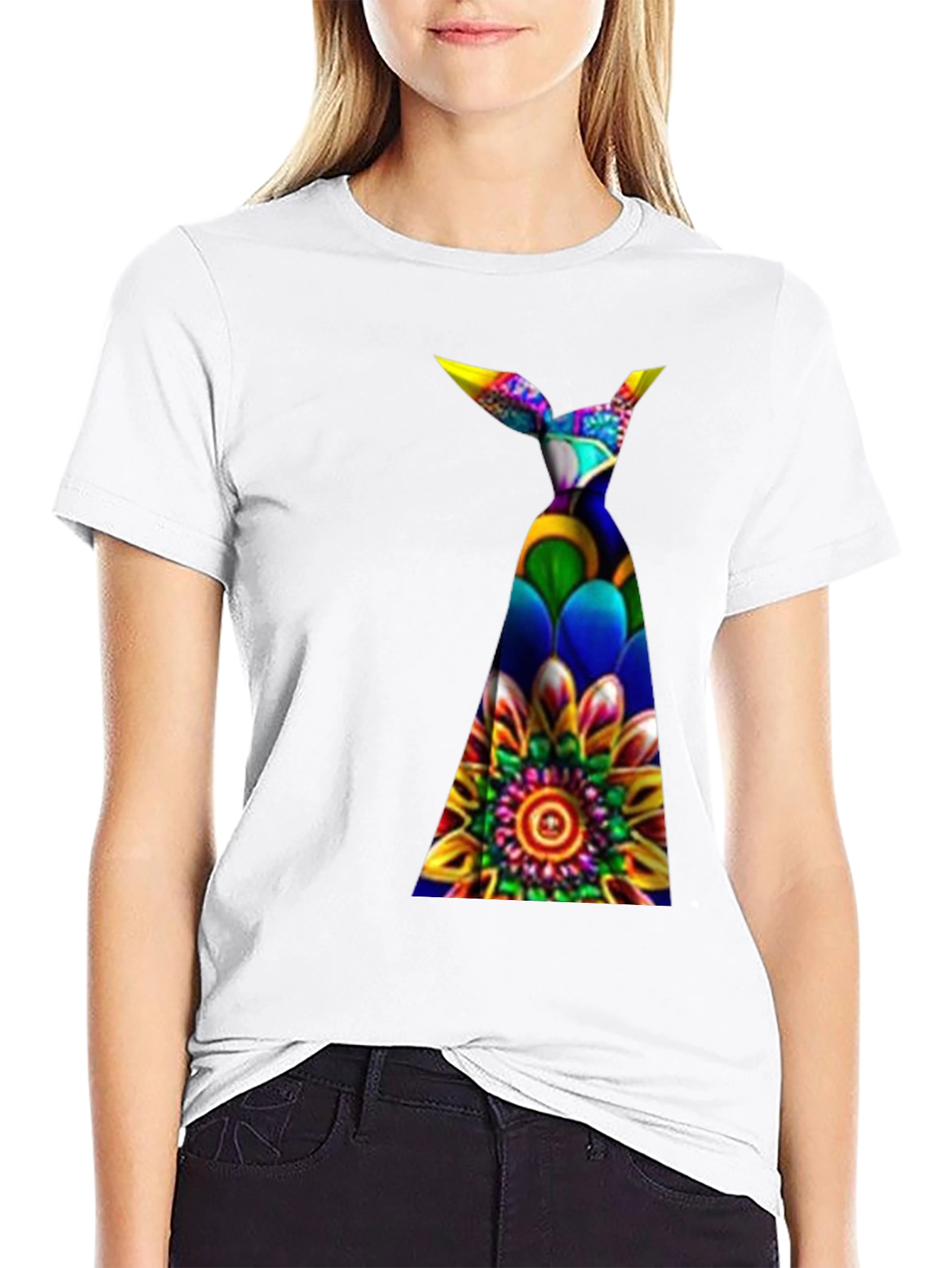 Funky Floral Tie Dye Graphic Tee - Black