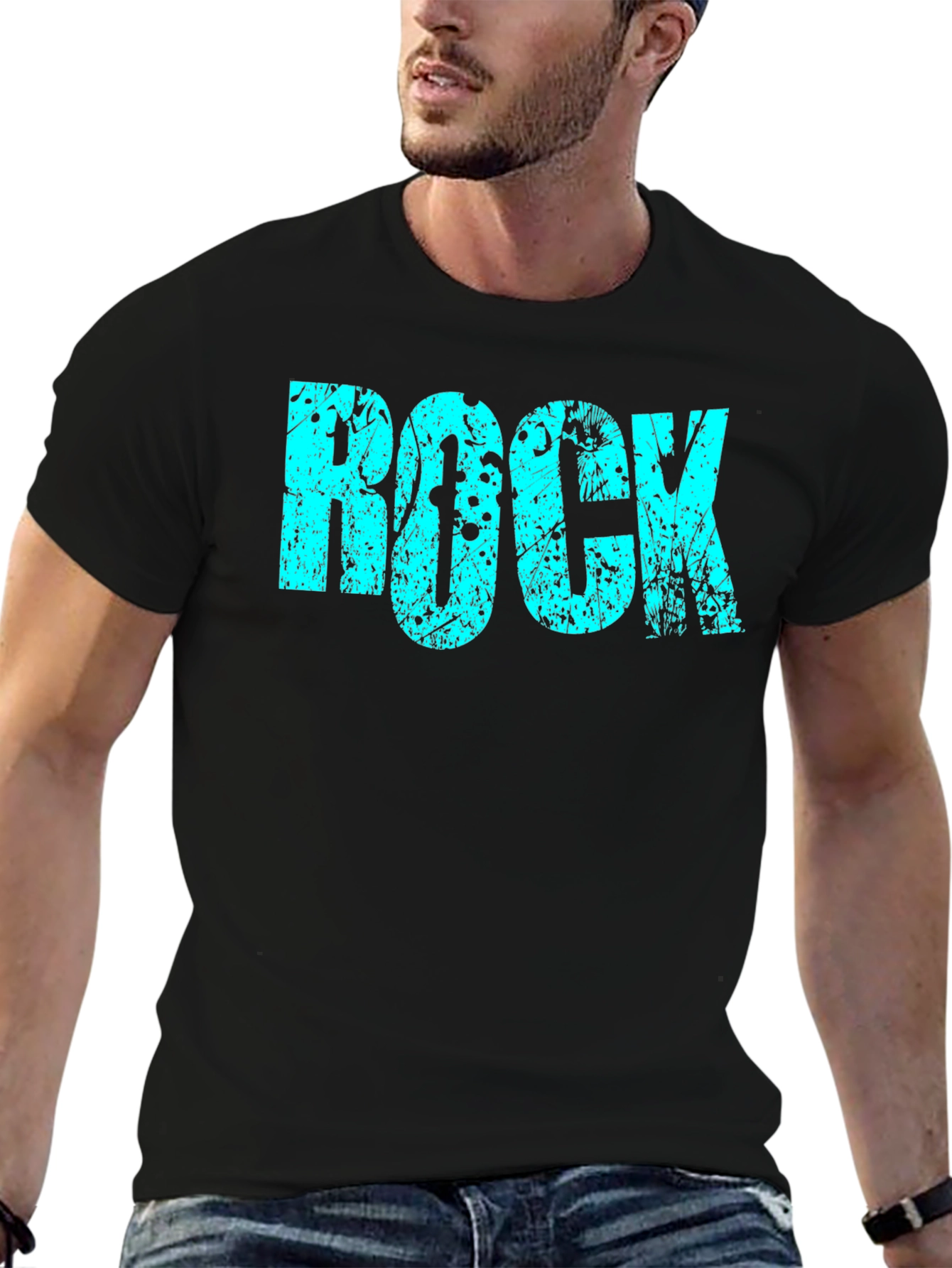 Rock Graphic T-Shirt Black Cotton Tee