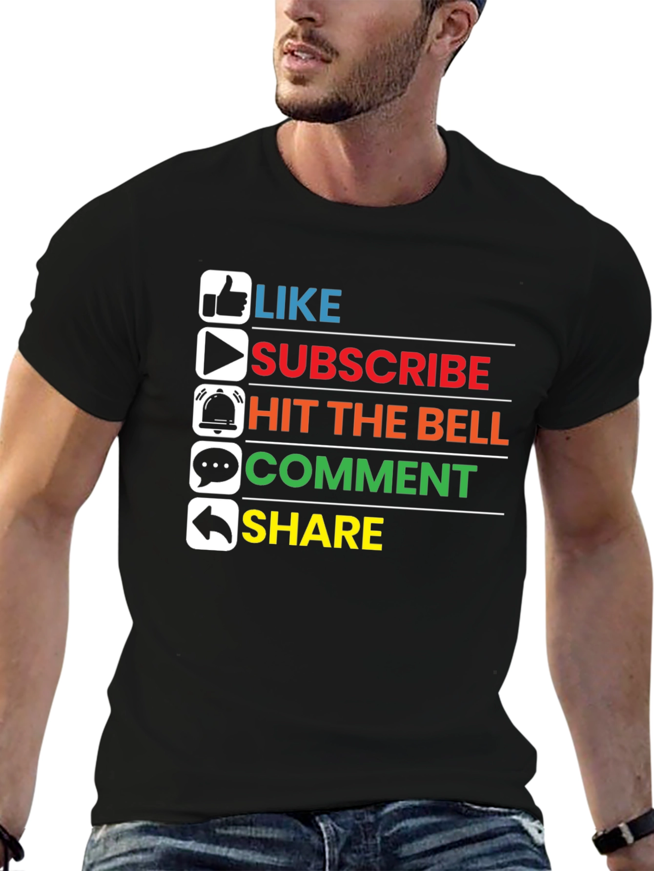 Like Subscribe Share Graphic Tee