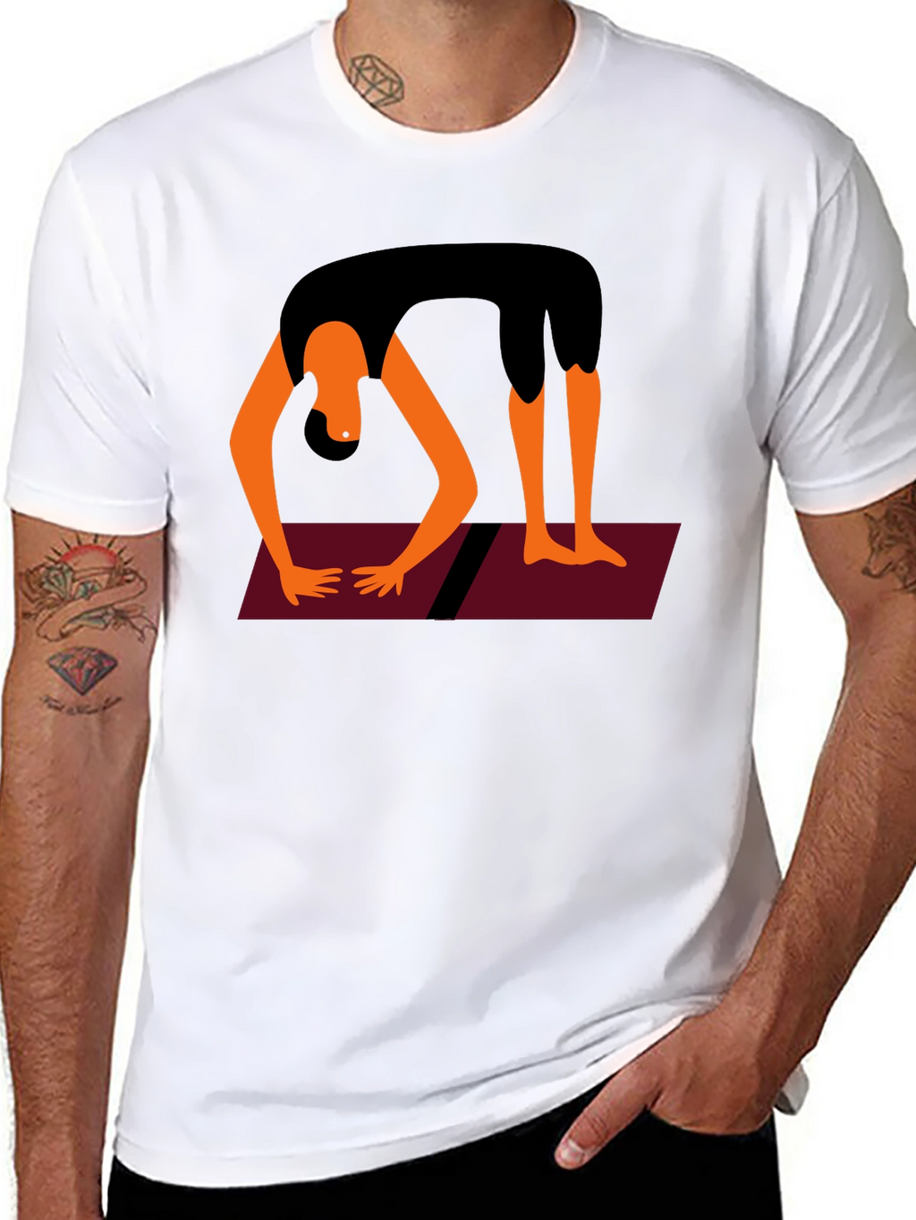 Yoga Pose Graphic Tee - Black Cotton Blend
