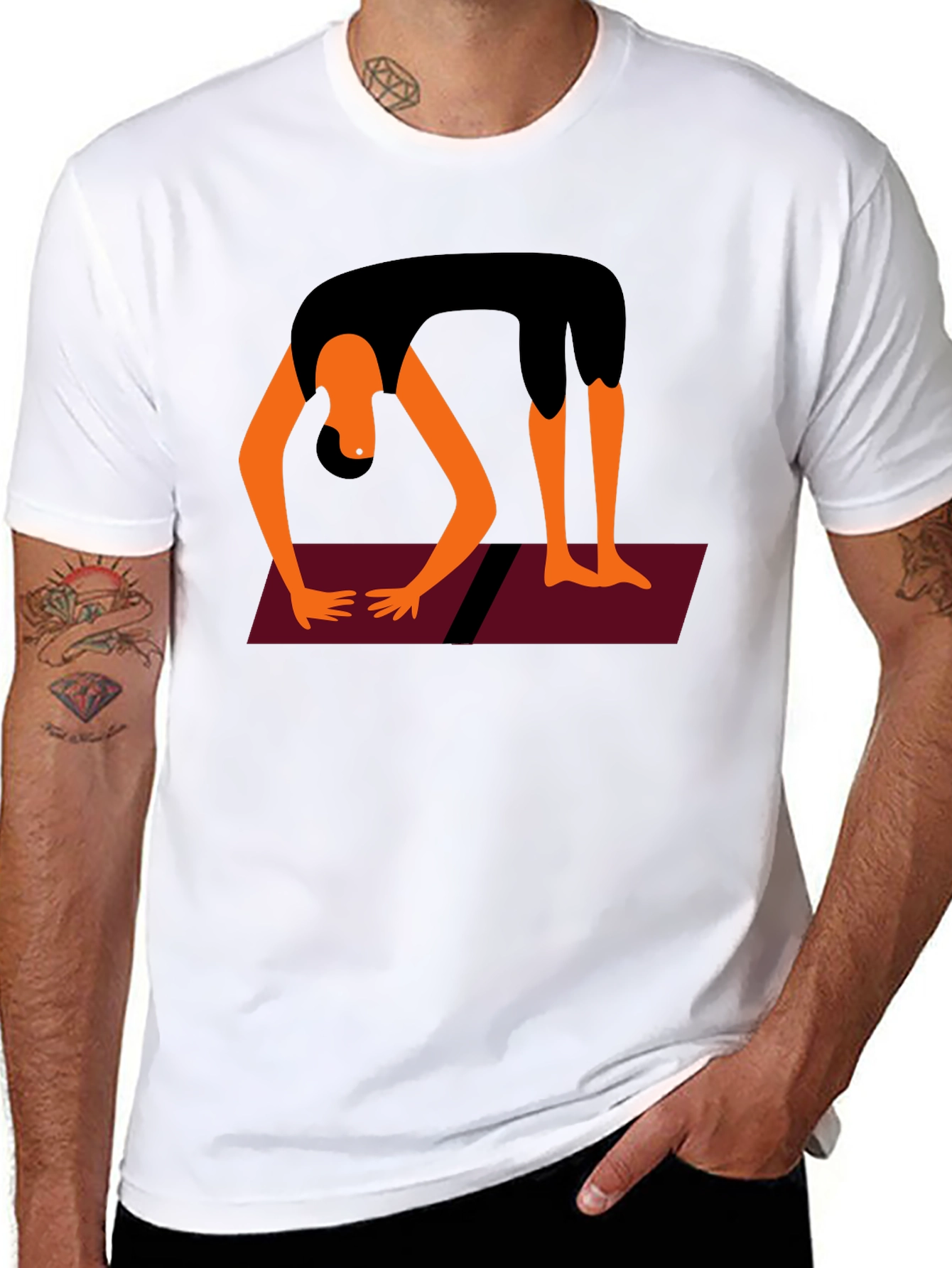Yoga Pose Graphic Tee - Black Cotton Blend
