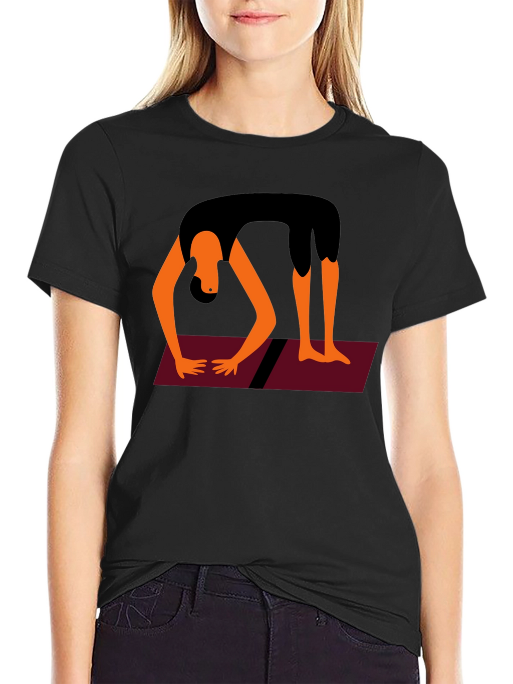 Yoga Pose Graphic Tee - Black Cotton Blend
