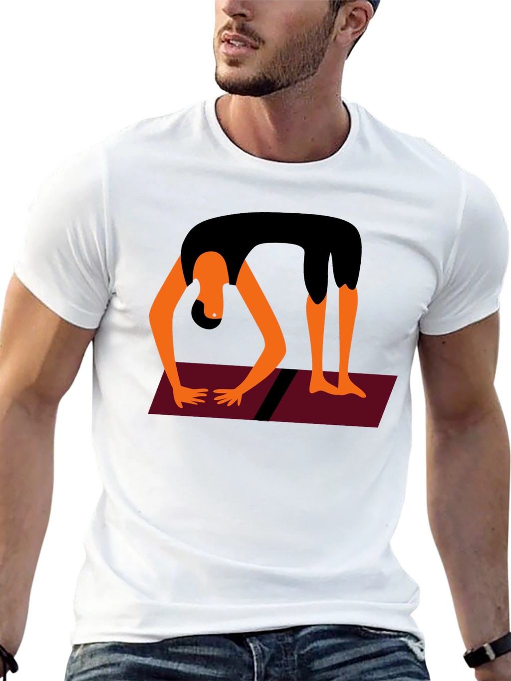 Yoga Pose Graphic Tee - Black Cotton Blend