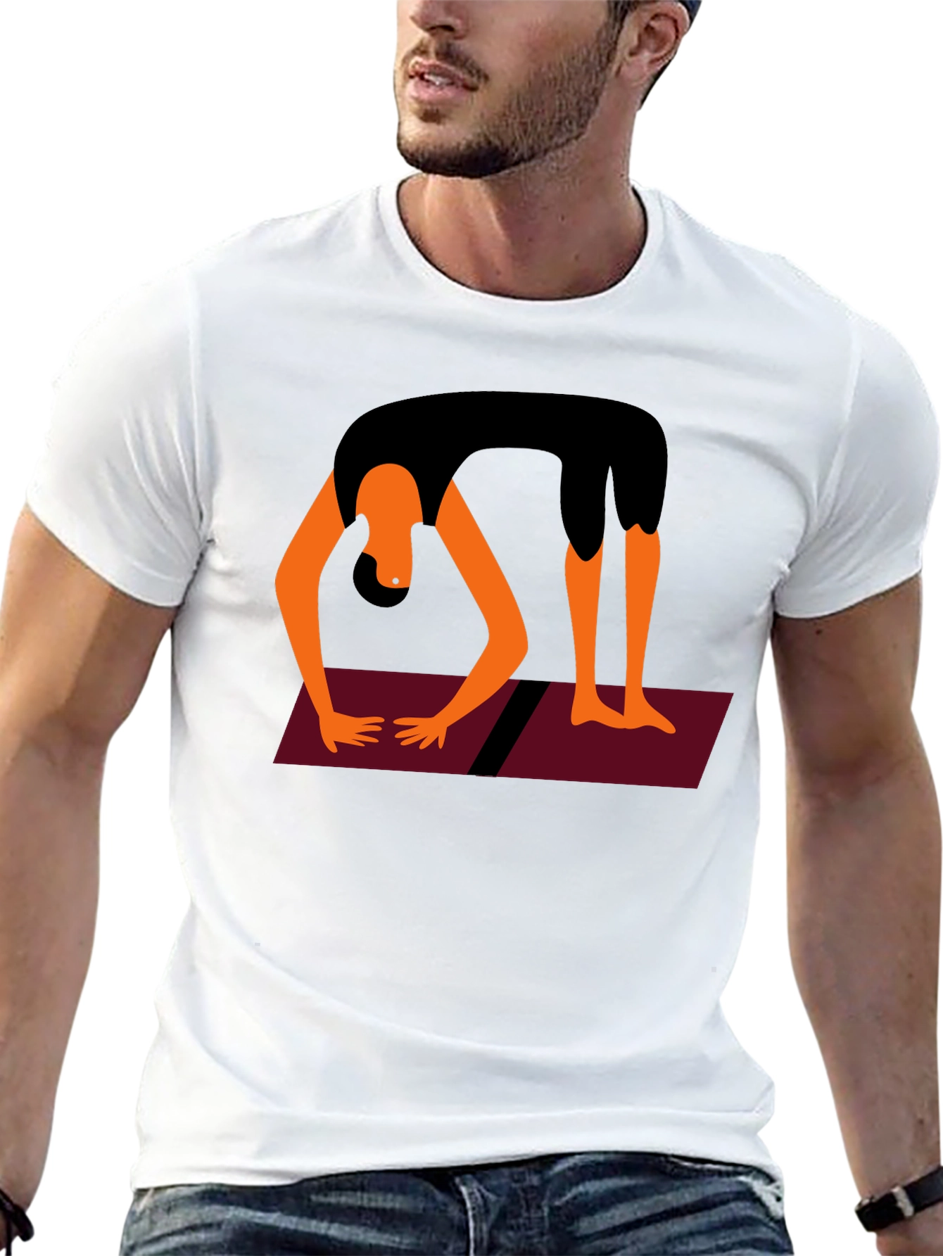 Yoga Pose Graphic Tee - Black Cotton Blend
