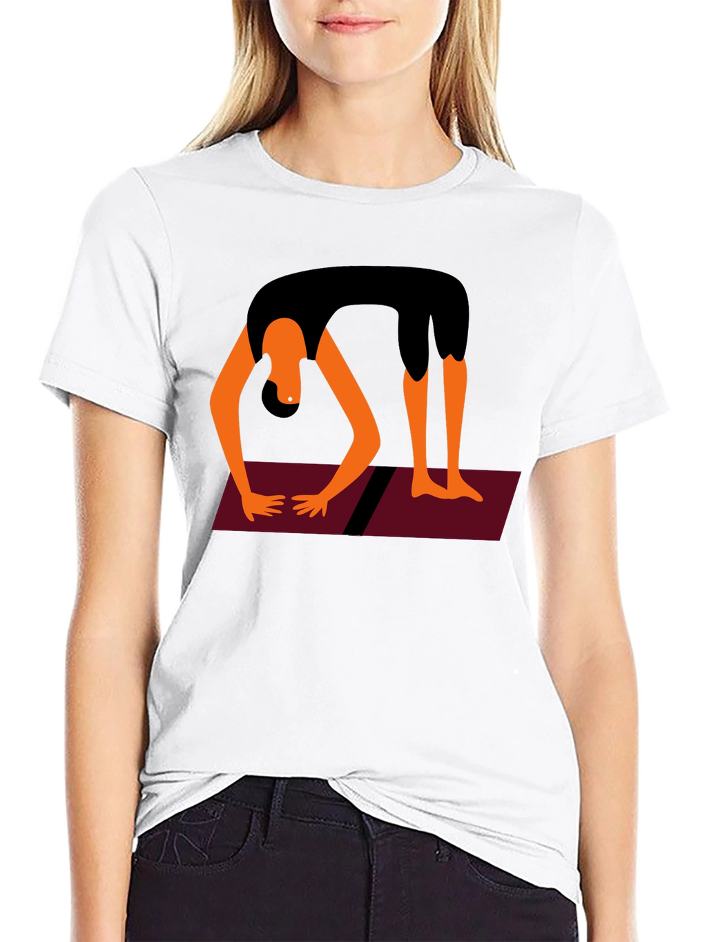 Yoga Pose Graphic Tee - Black Cotton Blend