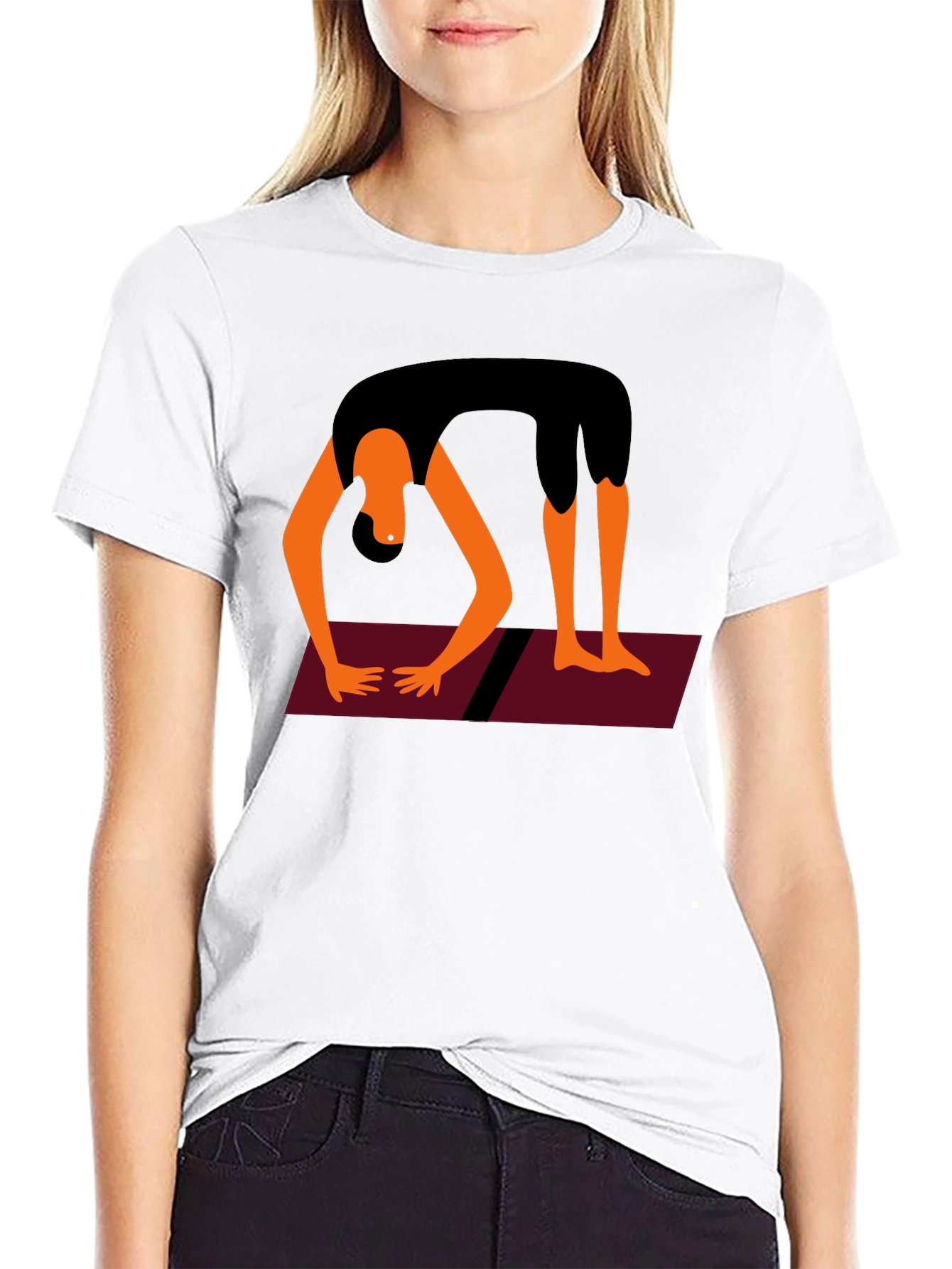 Yoga Pose Graphic Tee - Black Cotton Blend