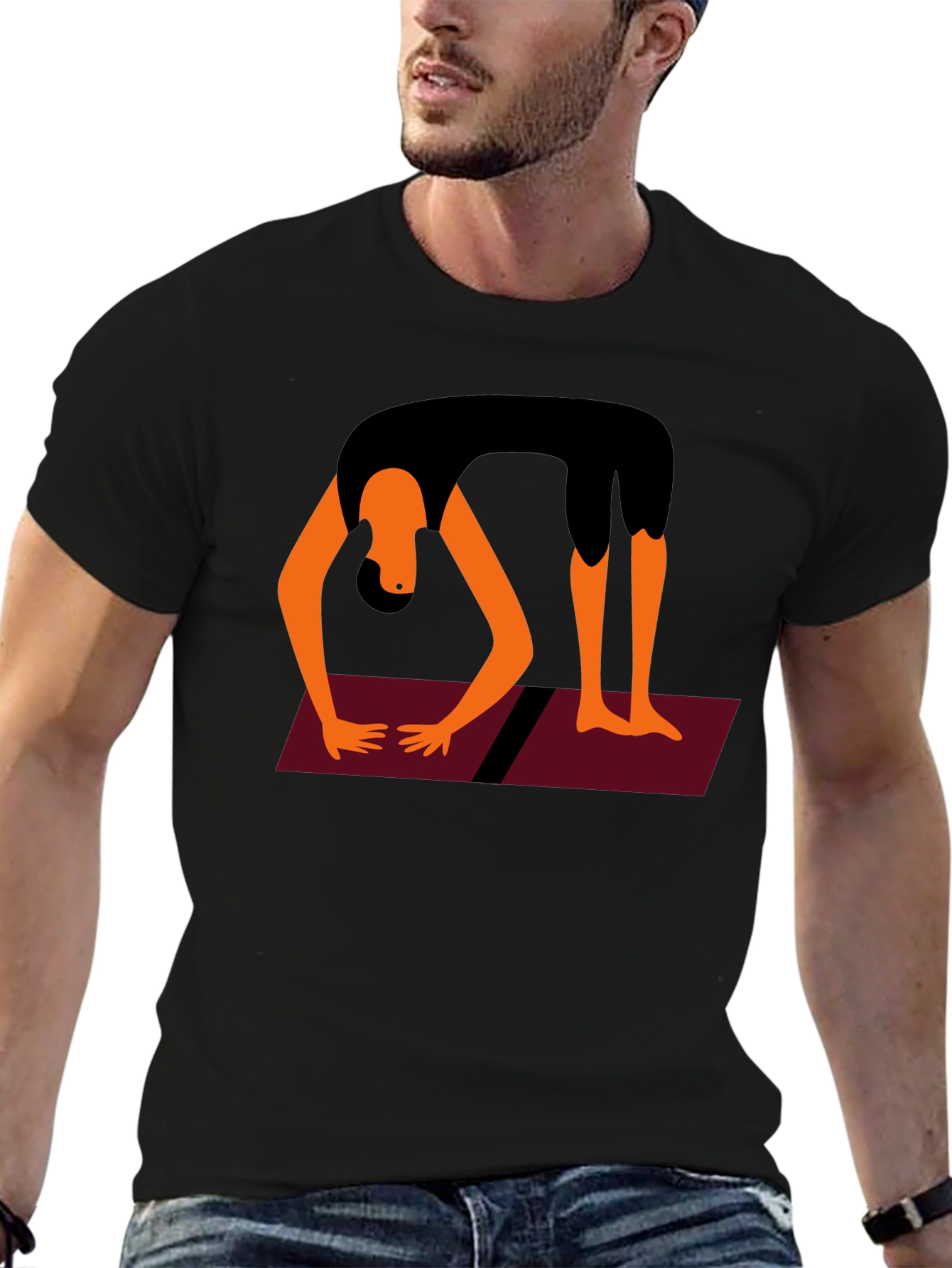 Yoga Pose Graphic Tee - Black Cotton Blend