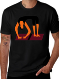 Yoga Pose Graphic Tee - Black Cotton Blend
