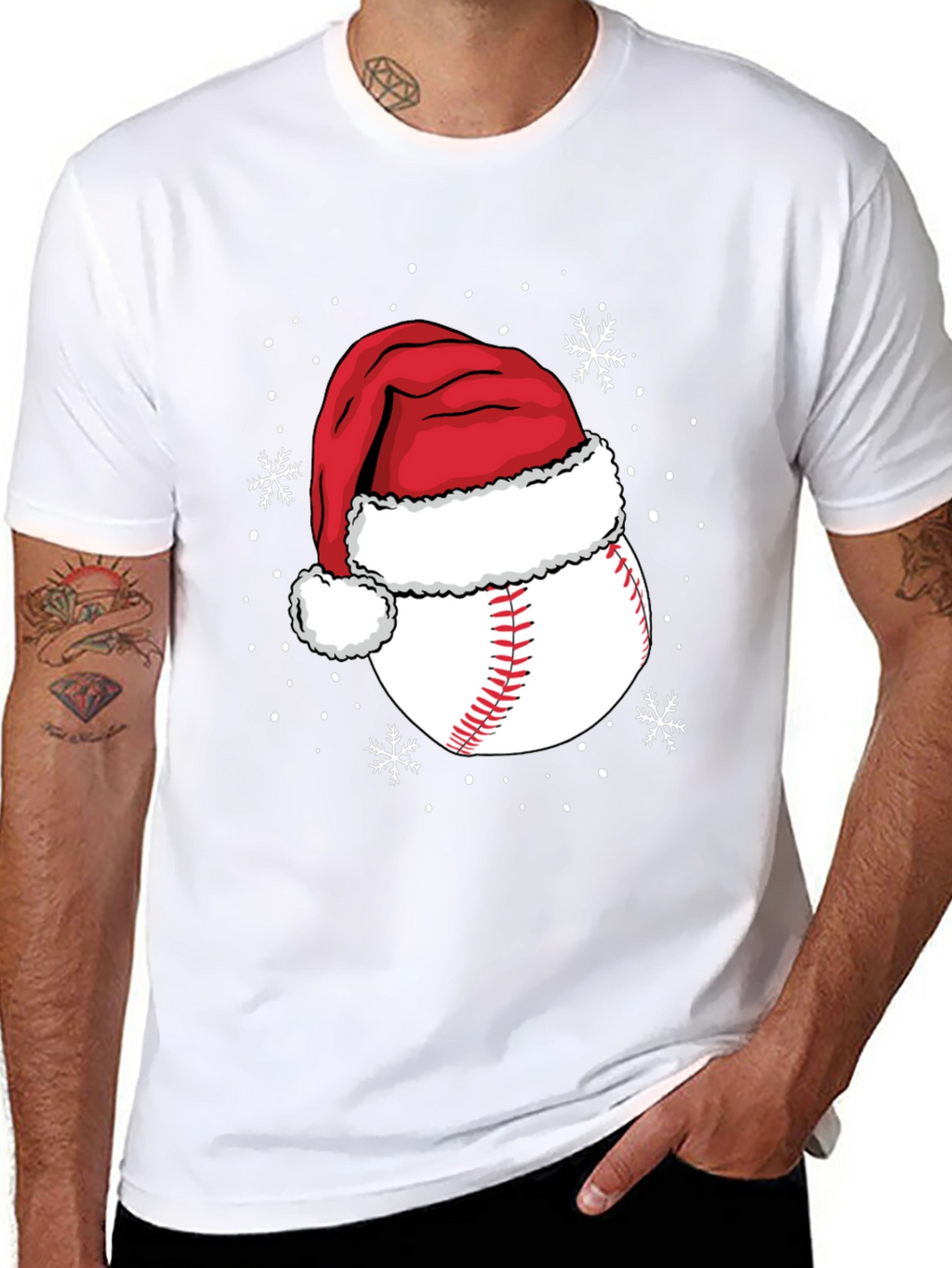Baseball Santa Hat Christmas Graphic Tee