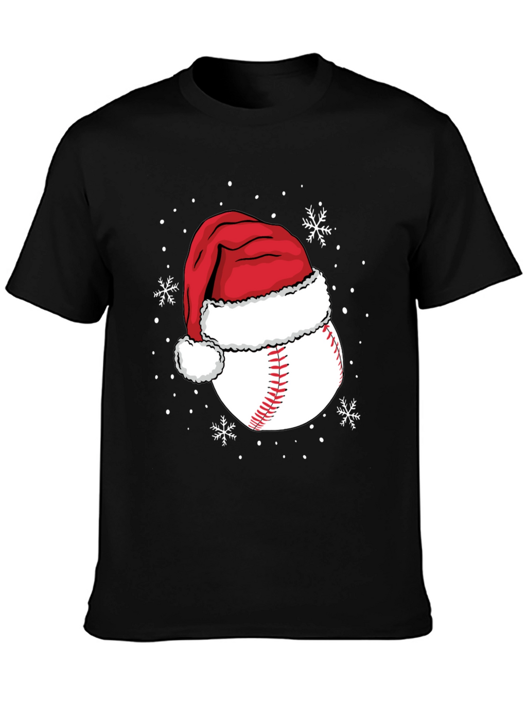Baseball Santa Hat Christmas Graphic Tee