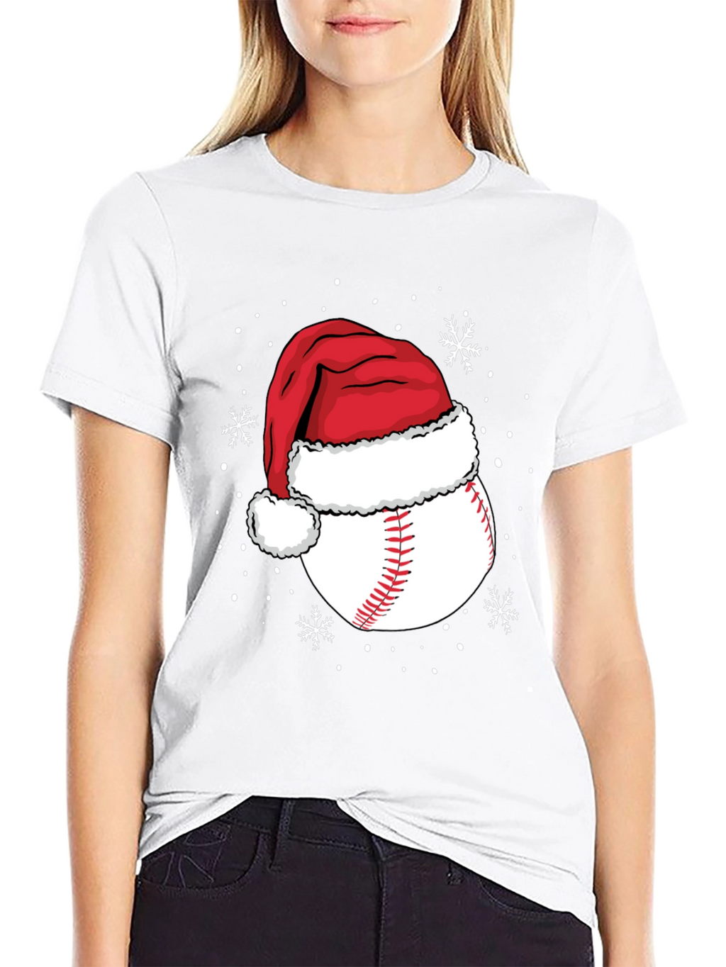 Baseball Santa Hat Christmas Graphic Tee