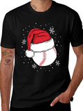 Baseball Santa Hat Christmas Graphic Tee