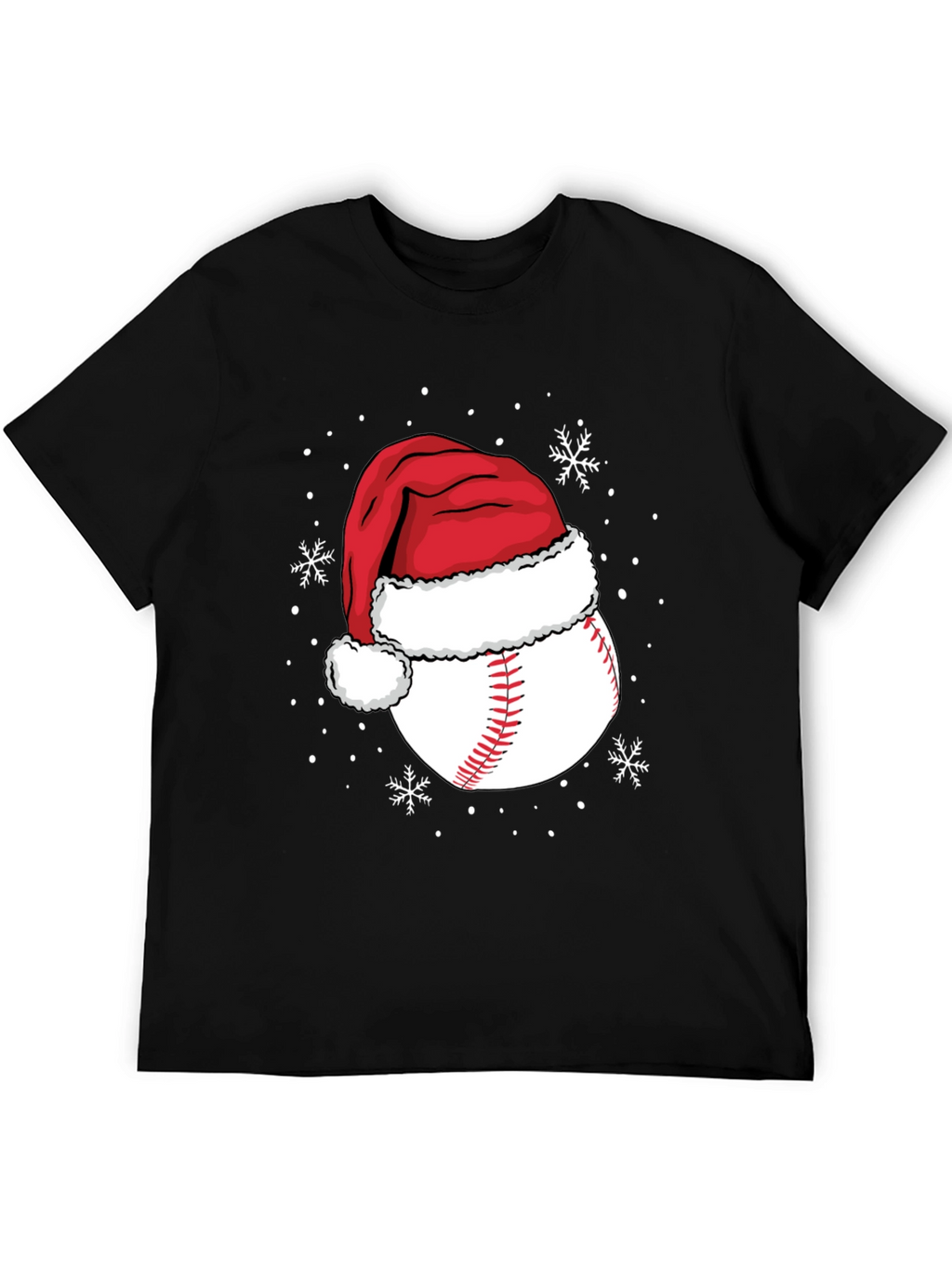 Baseball Santa Hat Christmas Graphic Tee