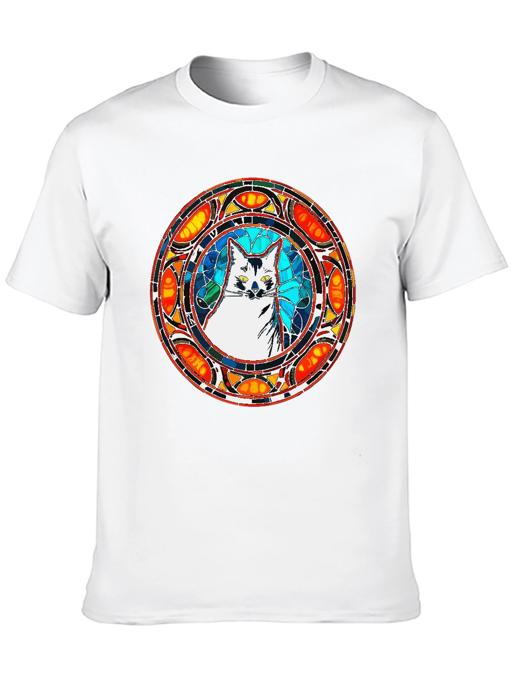 Stained Glass Cat T-Shirt - Unique Artistic Design