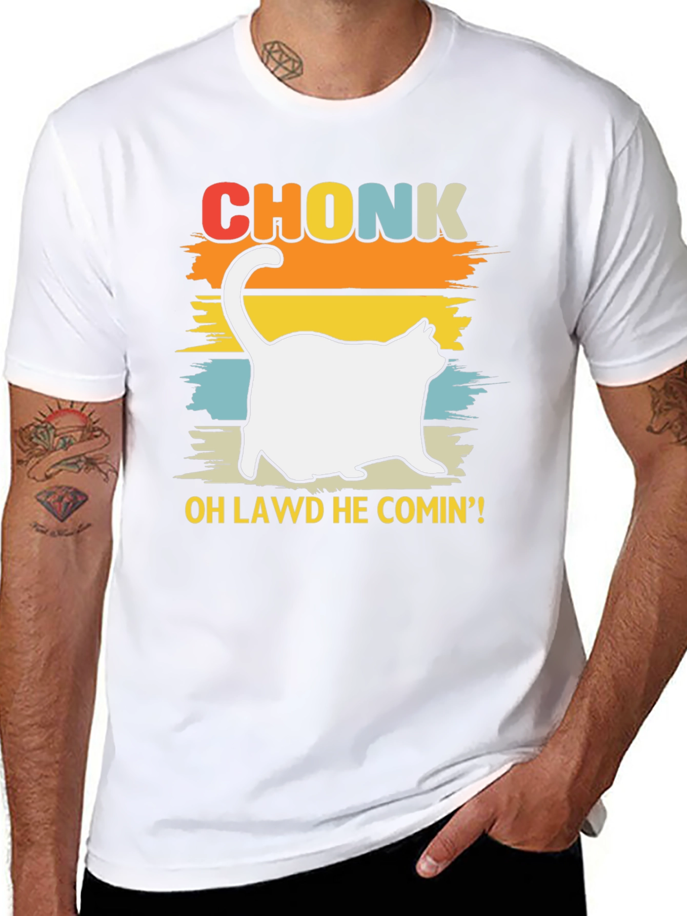 Chonk Cat T-Shirt - Oh Lawd He Comin!