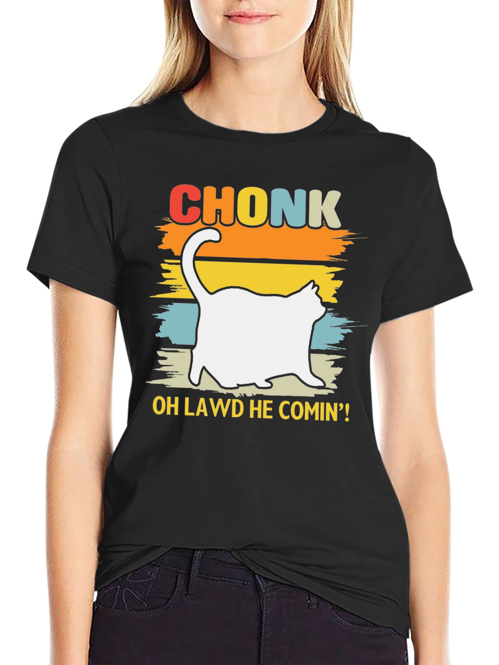 Chonk Cat T-Shirt - Oh Lawd He Comin!