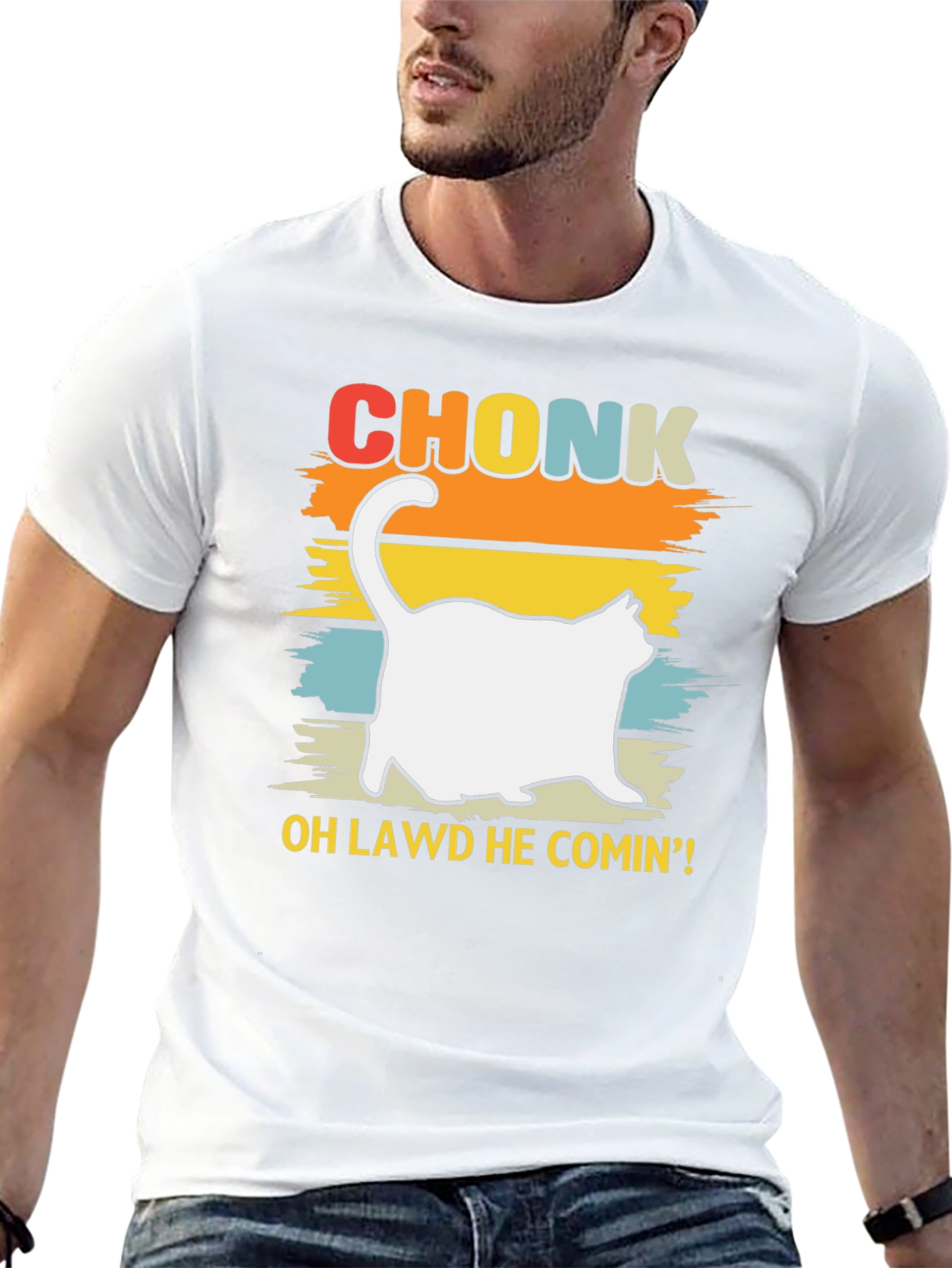 Chonk Cat T-Shirt - Oh Lawd He Comin!