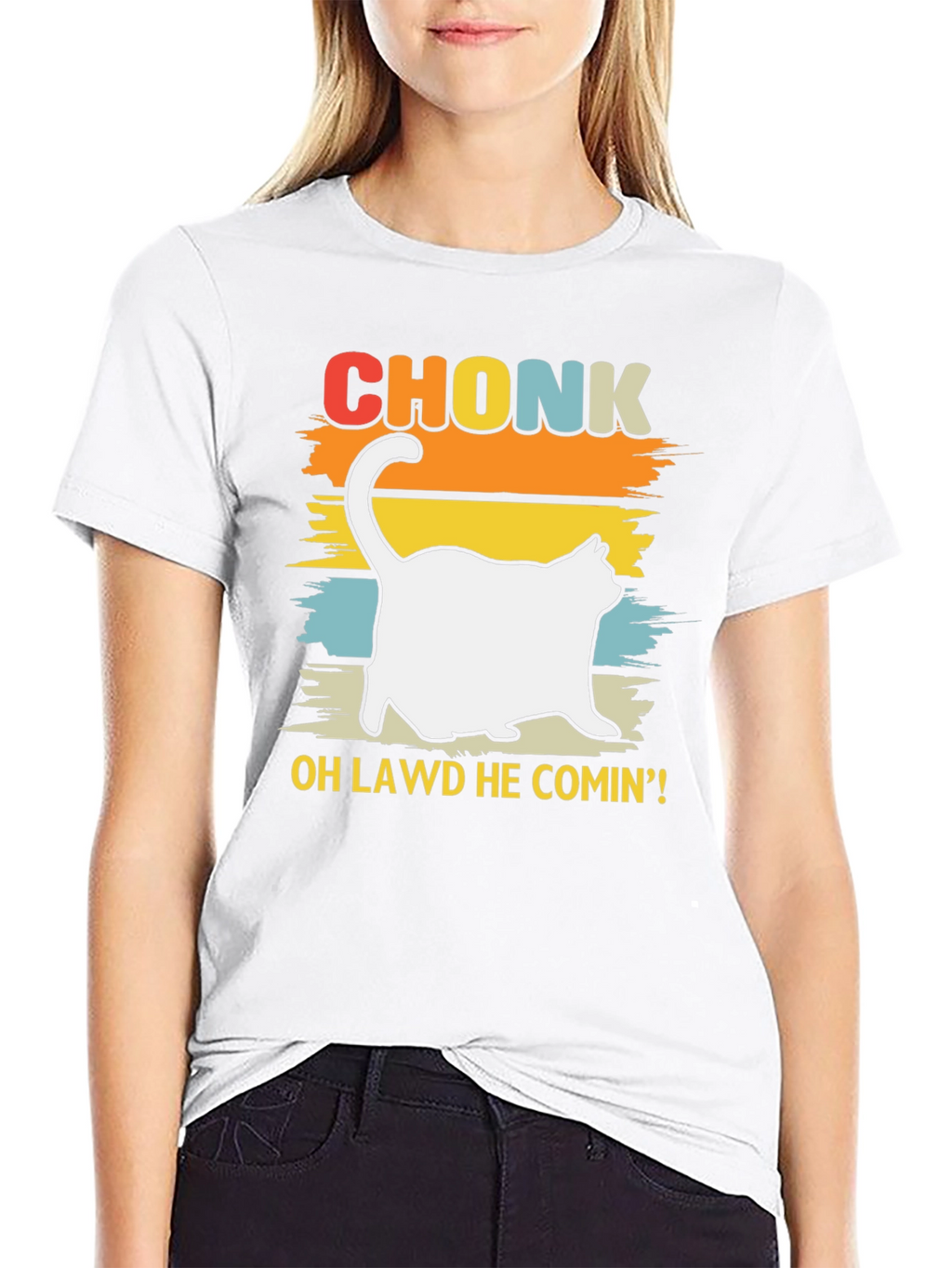 Chonk Cat T-Shirt - Oh Lawd He Comin!